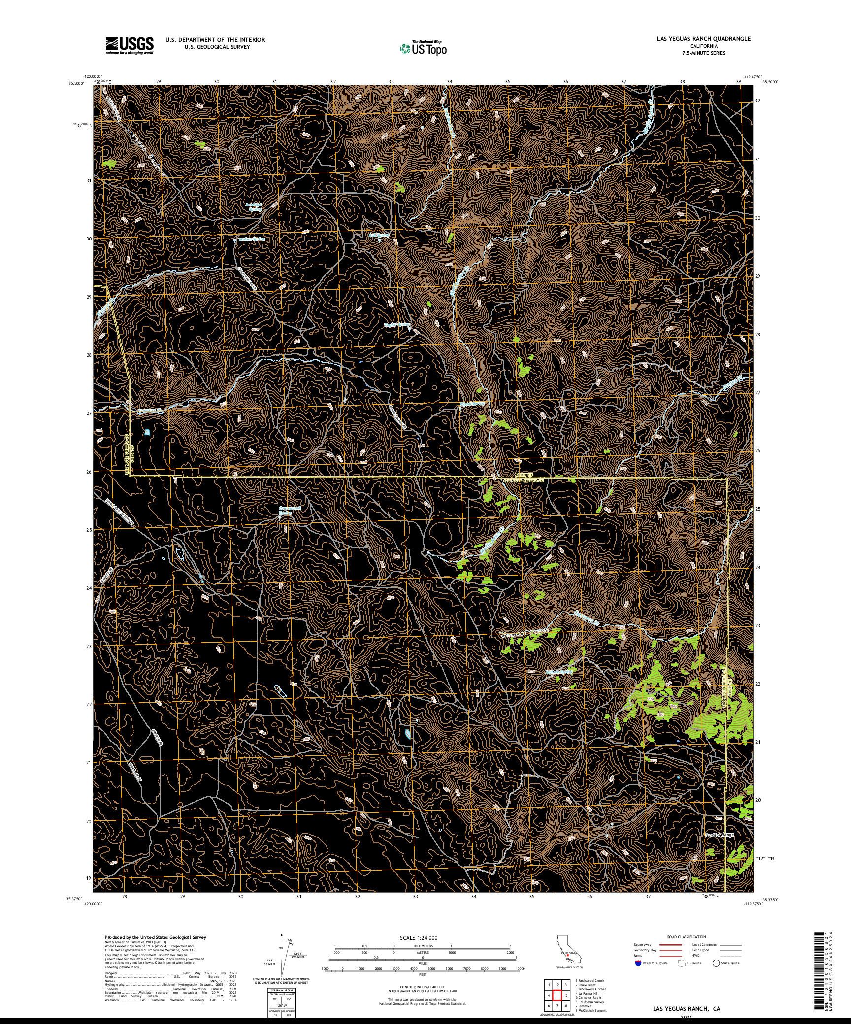 US TOPO 7.5-MINUTE MAP FOR LAS YEGUAS RANCH, CA