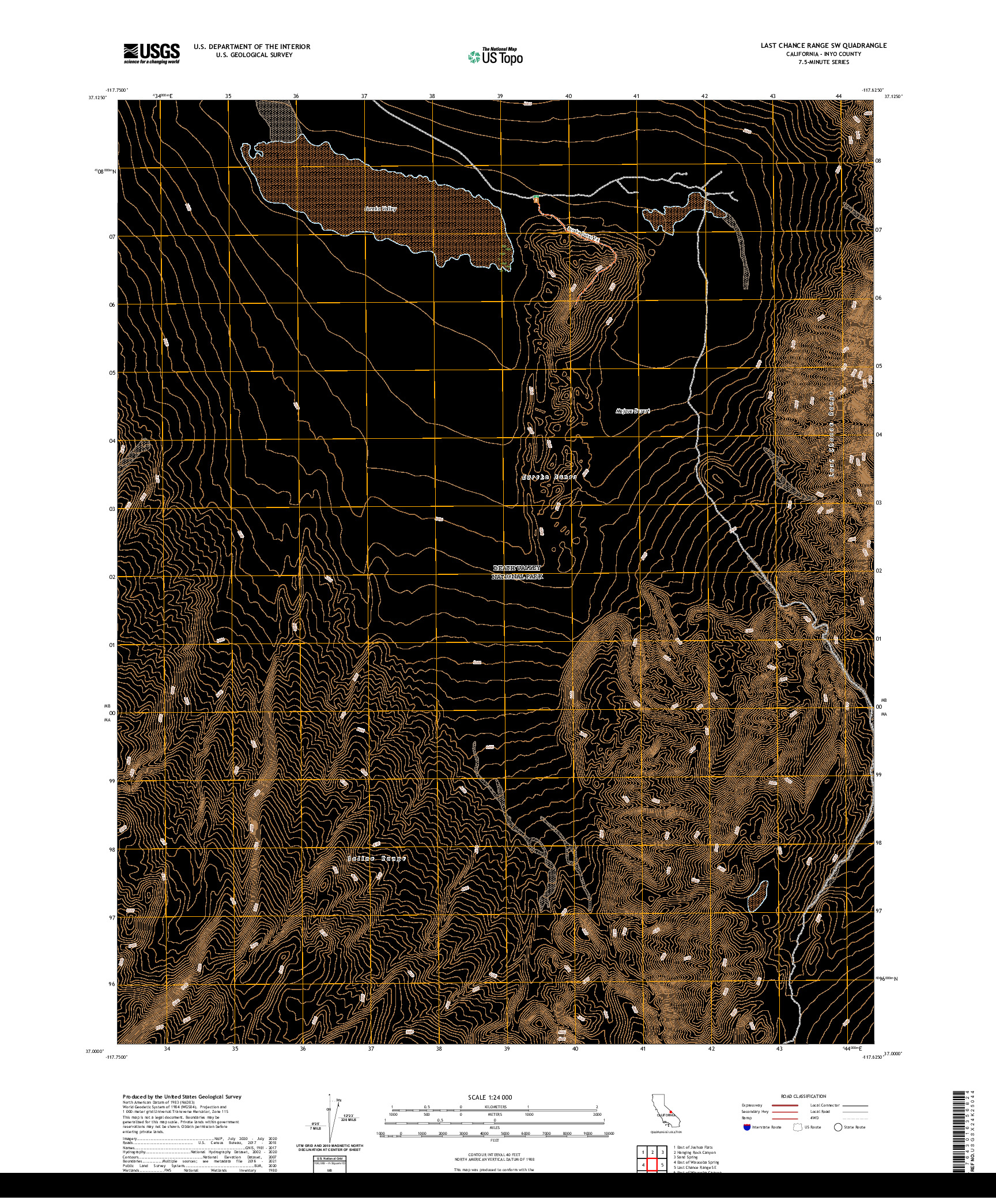 US TOPO 7.5-MINUTE MAP FOR LAST CHANCE RANGE SW, CA