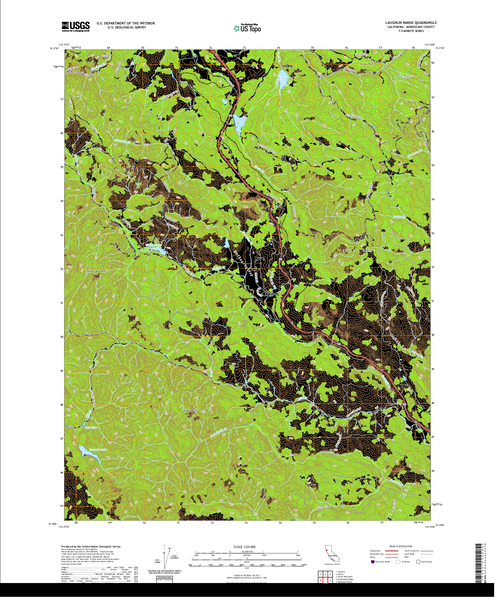 US TOPO 7.5-MINUTE MAP FOR LAUGHLIN RANGE, CA