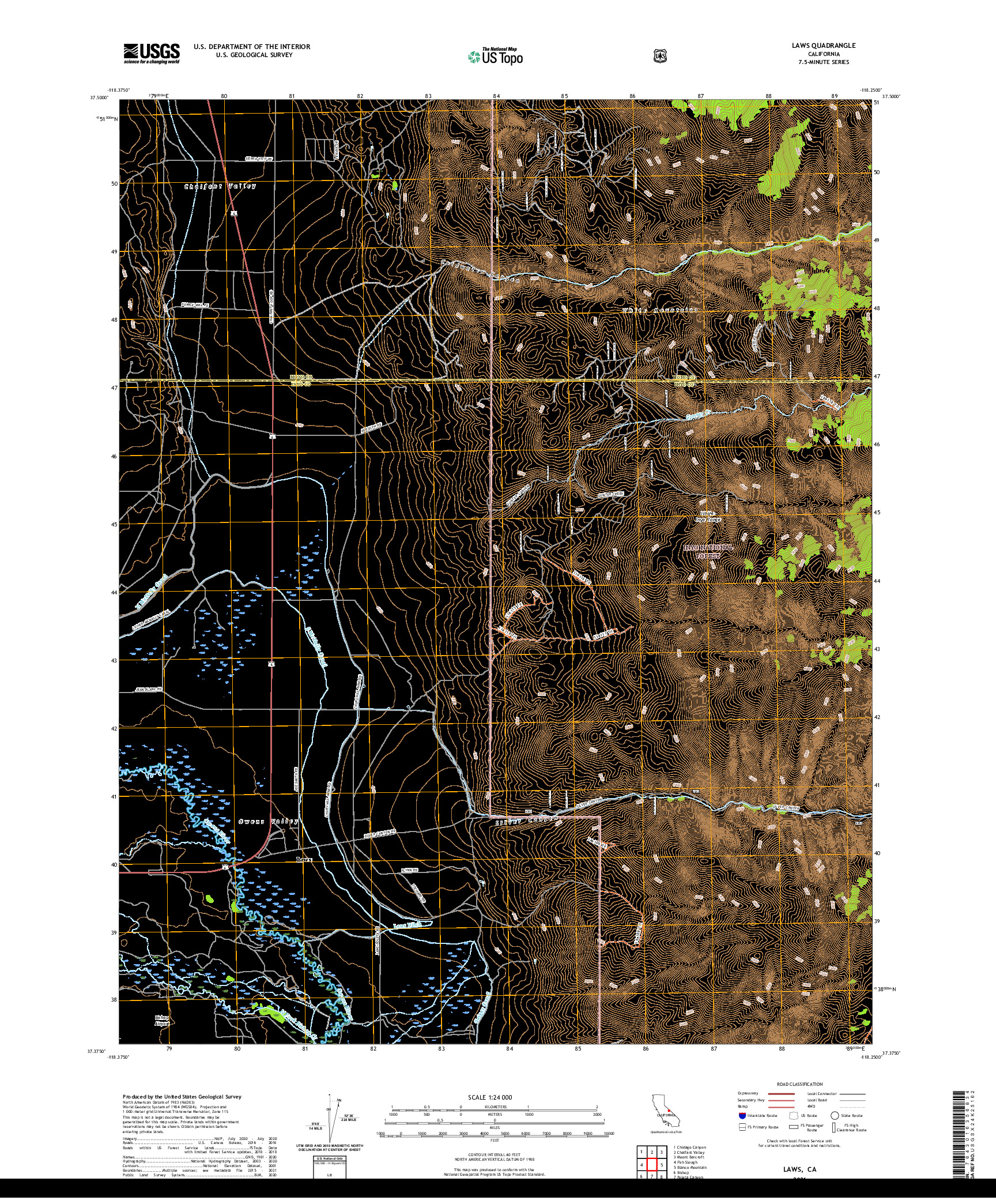 US TOPO 7.5-MINUTE MAP FOR LAWS, CA