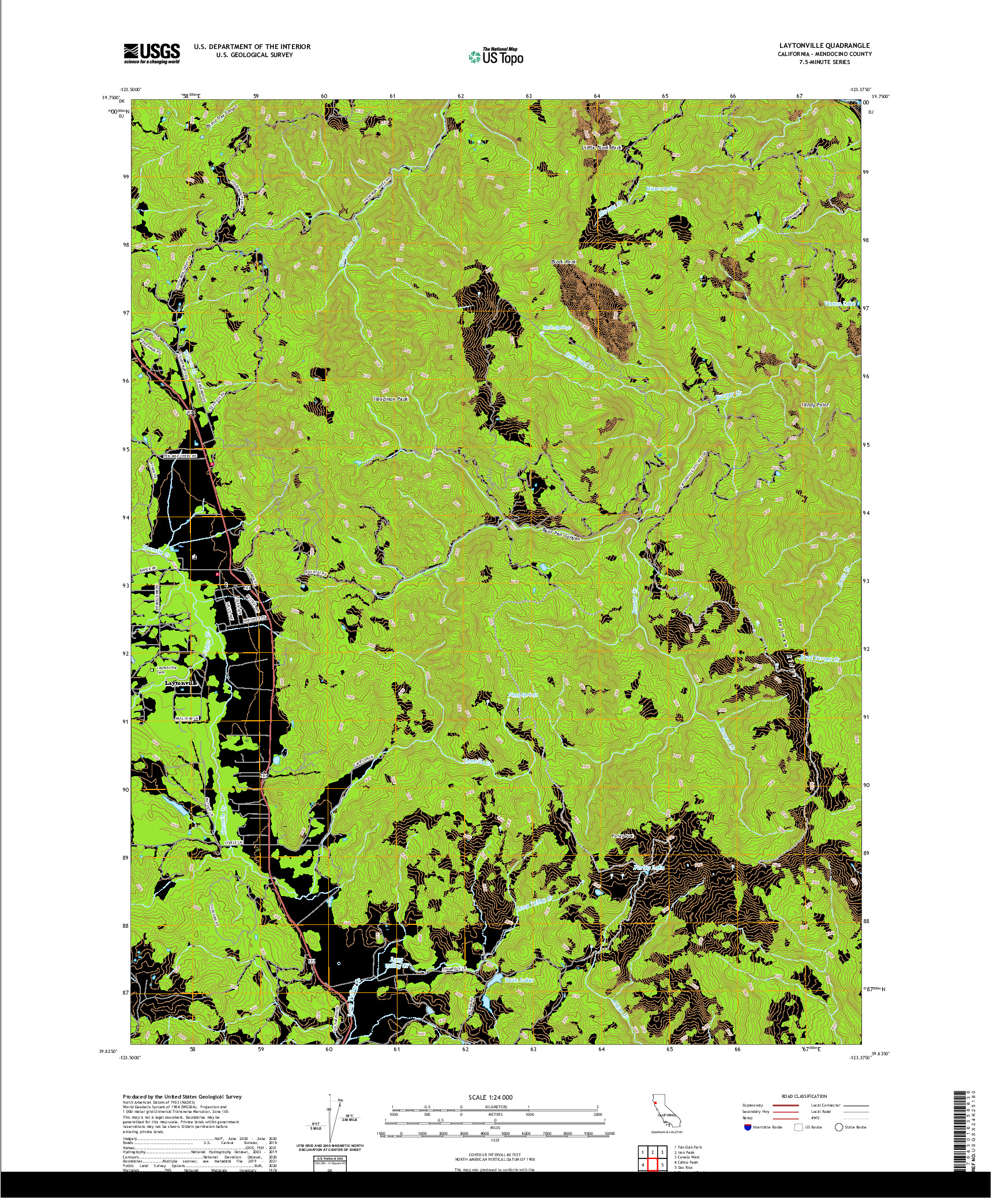 US TOPO 7.5-MINUTE MAP FOR LAYTONVILLE, CA