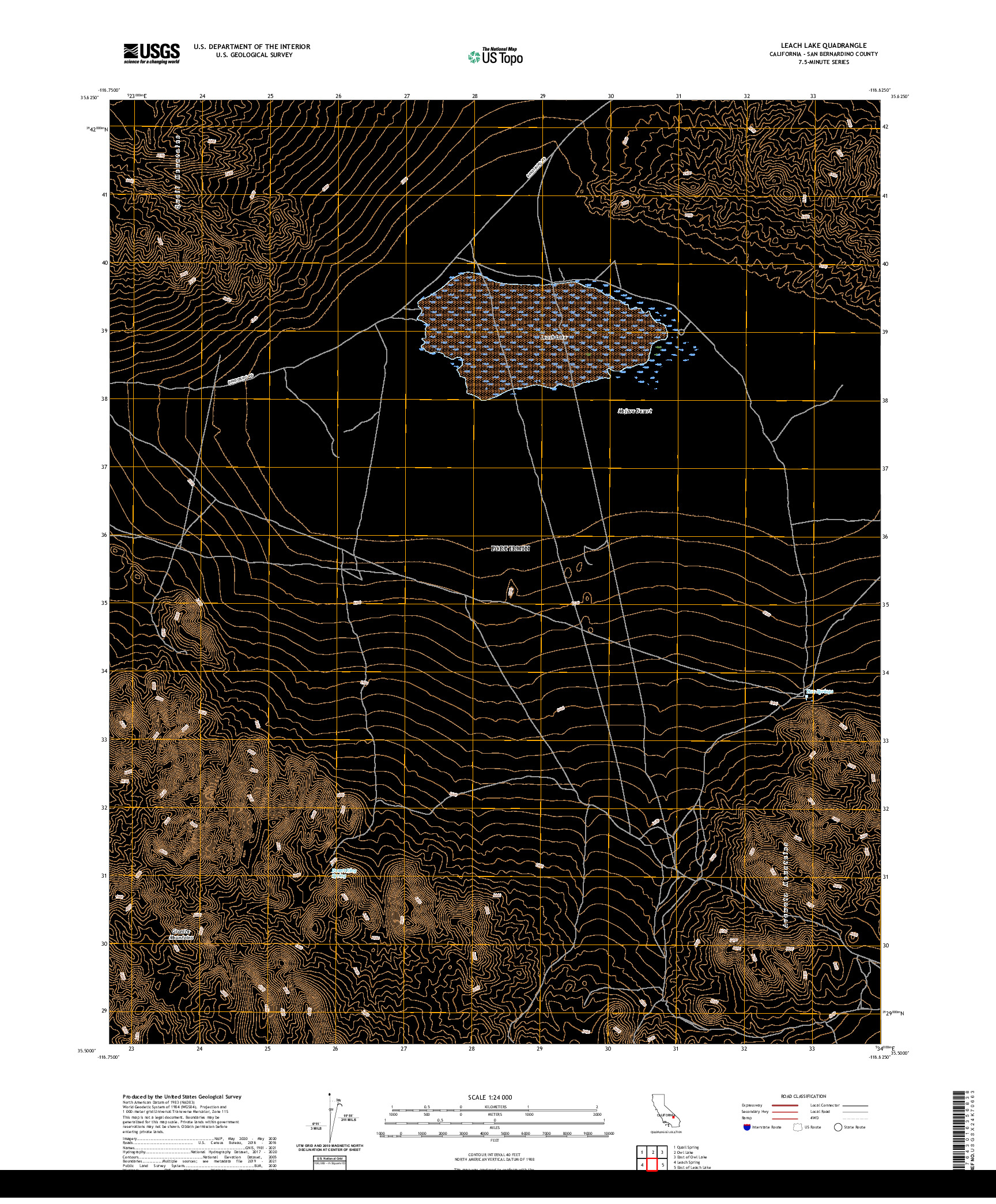 US TOPO 7.5-MINUTE MAP FOR LEACH LAKE, CA