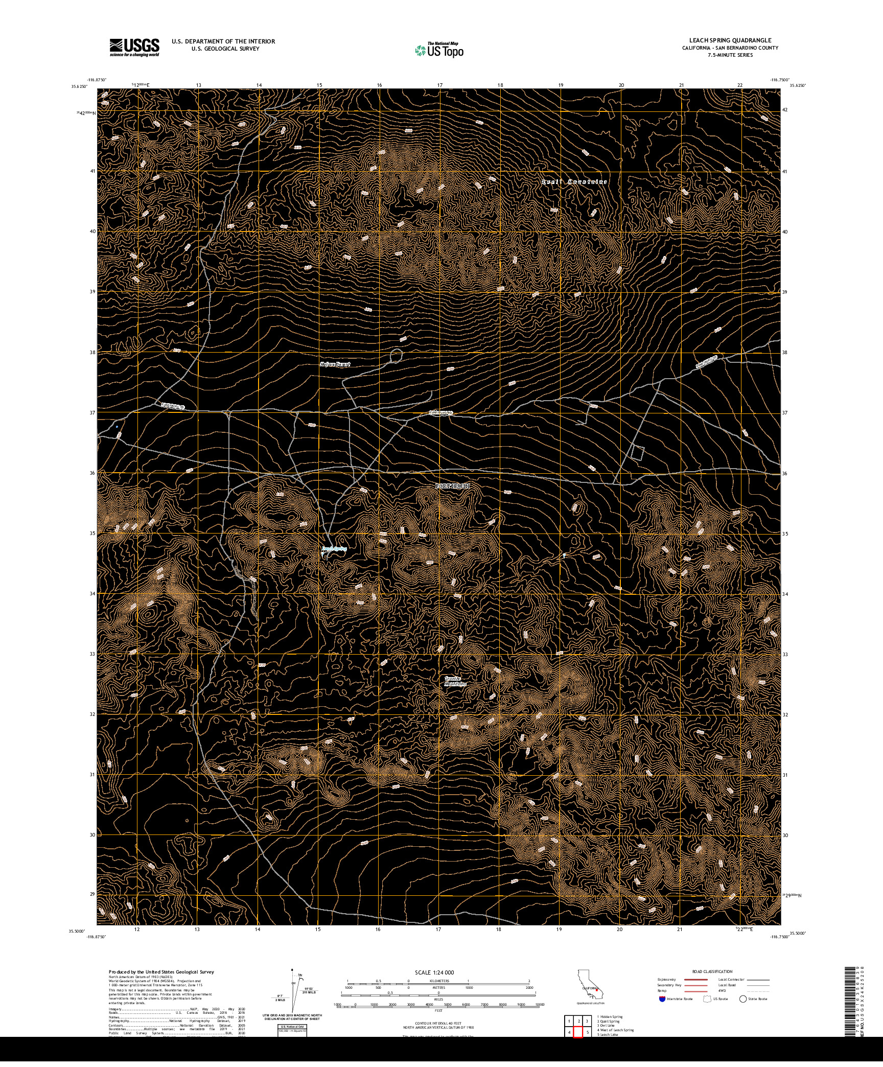 US TOPO 7.5-MINUTE MAP FOR LEACH SPRING, CA