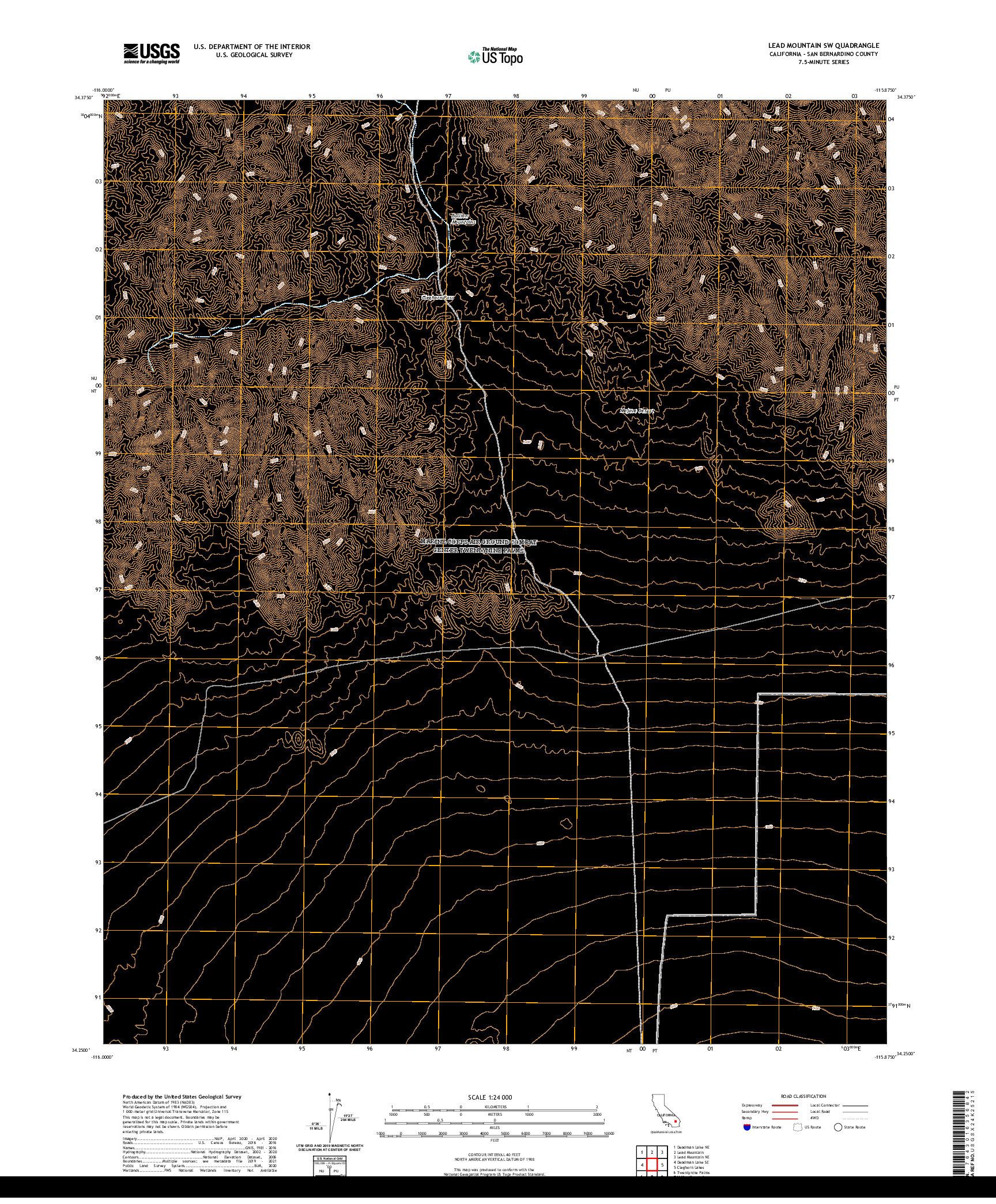 US TOPO 7.5-MINUTE MAP FOR LEAD MOUNTAIN SW, CA