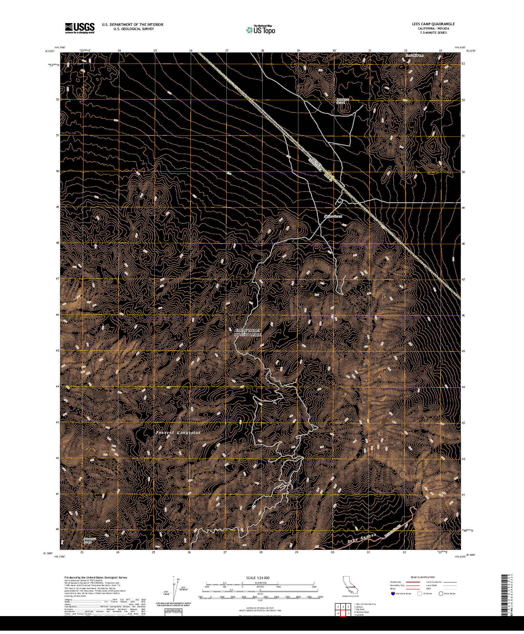 US TOPO 7.5-MINUTE MAP FOR LEES CAMP, CA,NV