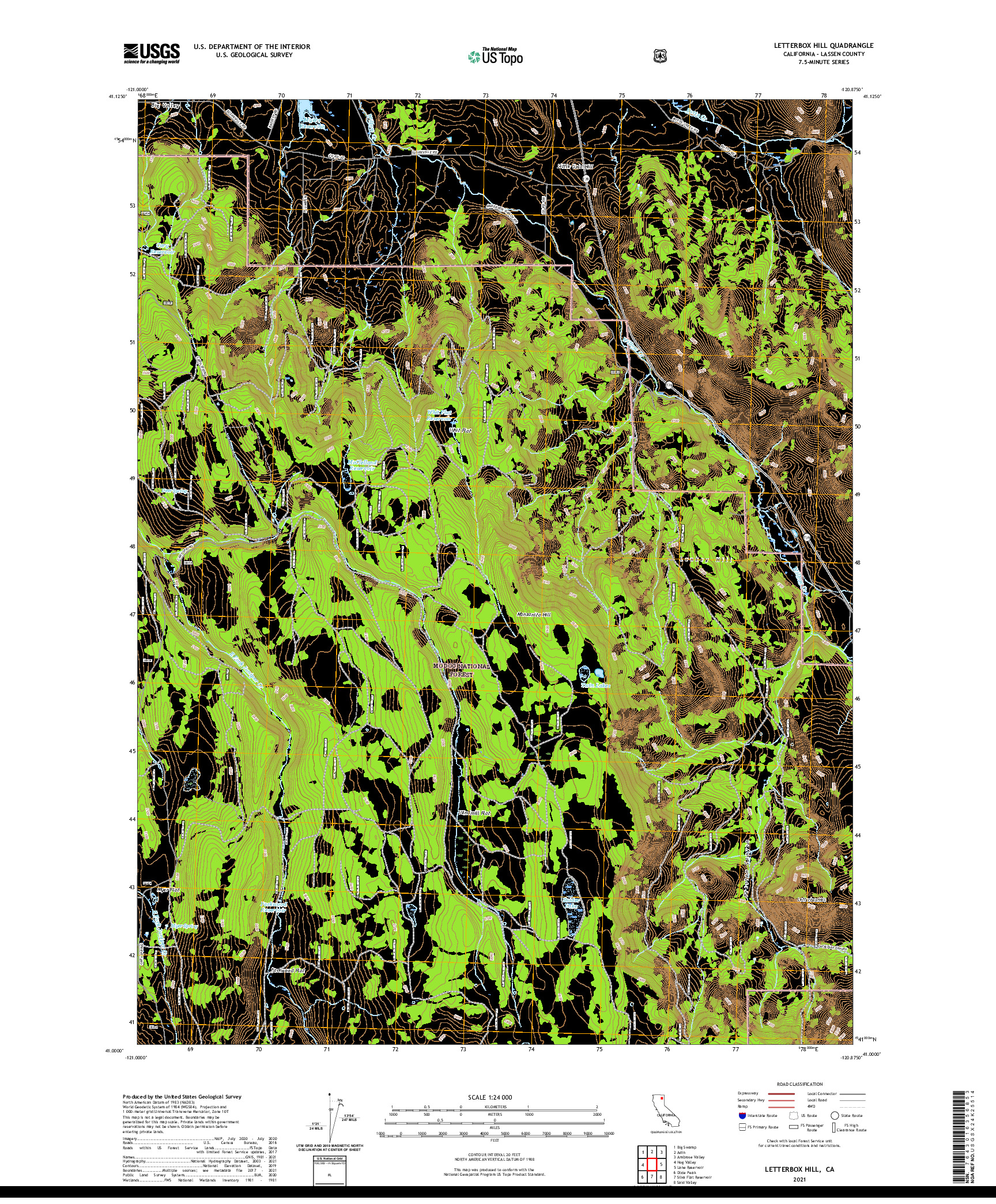 US TOPO 7.5-MINUTE MAP FOR LETTERBOX HILL, CA