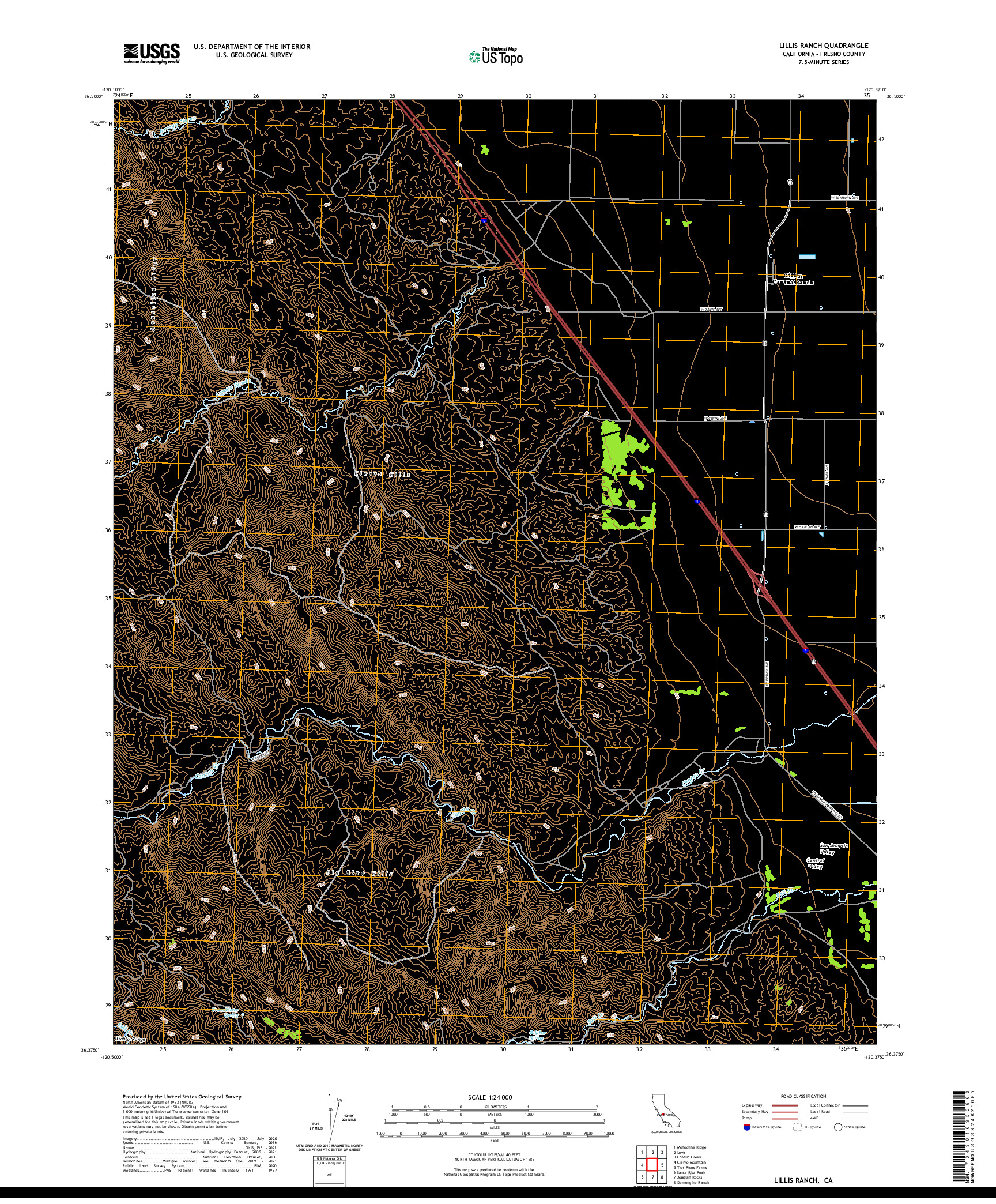 US TOPO 7.5-MINUTE MAP FOR LILLIS RANCH, CA