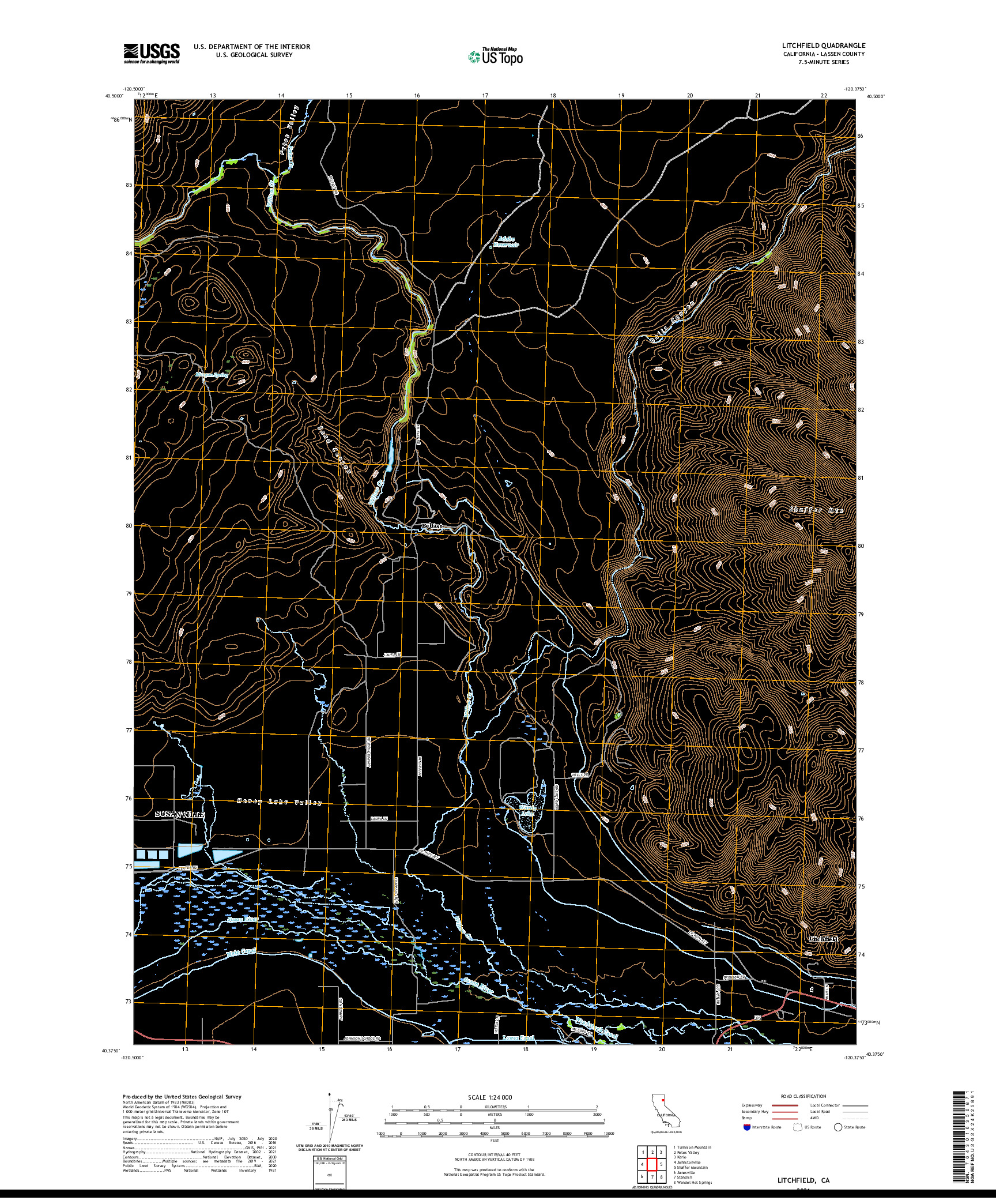 US TOPO 7.5-MINUTE MAP FOR LITCHFIELD, CA