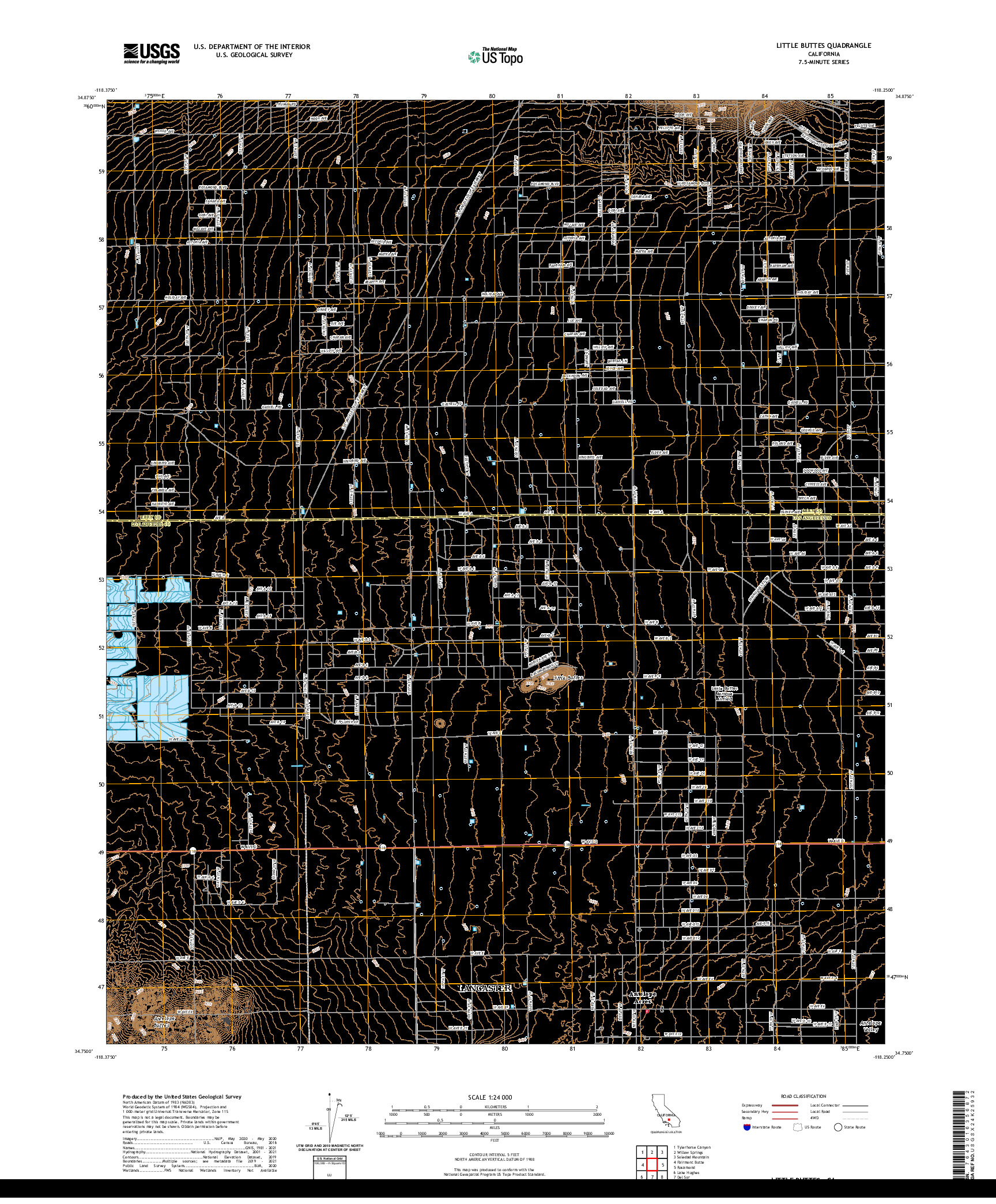 US TOPO 7.5-MINUTE MAP FOR LITTLE BUTTES, CA