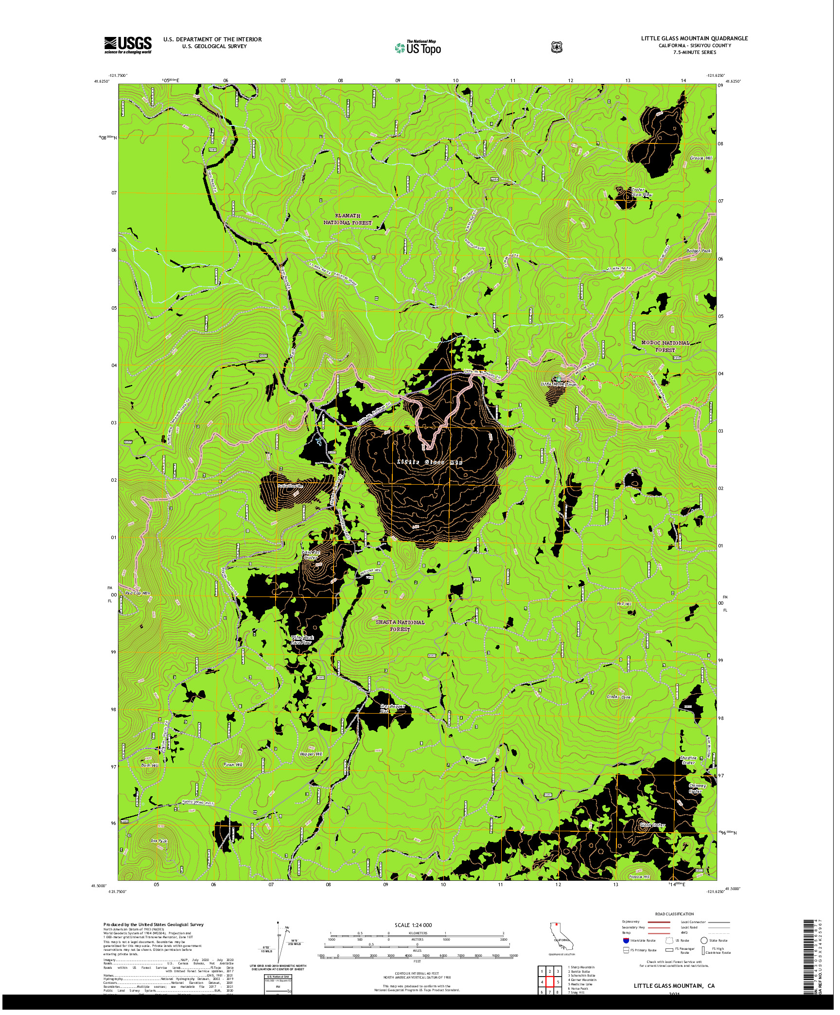 US TOPO 7.5-MINUTE MAP FOR LITTLE GLASS MOUNTAIN, CA