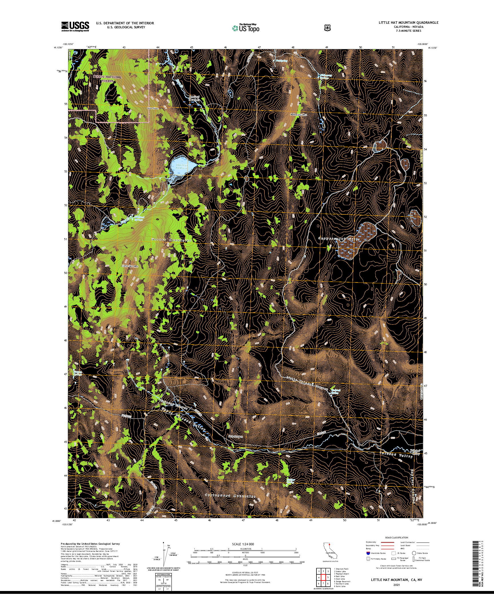 US TOPO 7.5-MINUTE MAP FOR LITTLE HAT MOUNTAIN, CA,NV