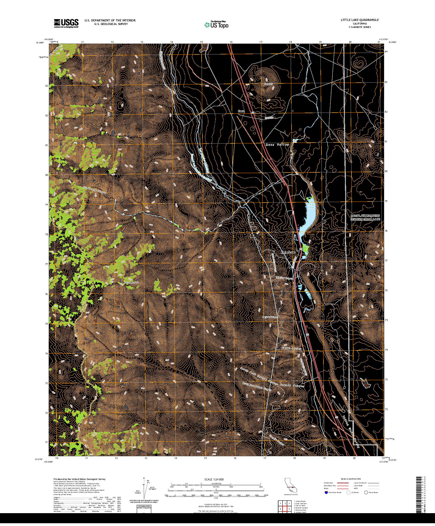US TOPO 7.5-MINUTE MAP FOR LITTLE LAKE, CA