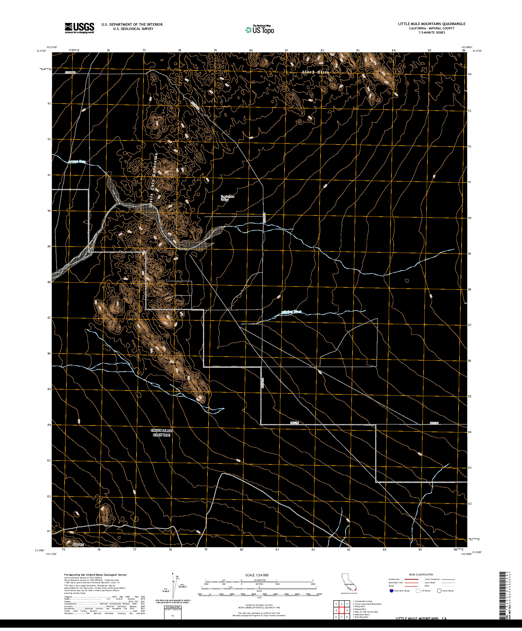 US TOPO 7.5-MINUTE MAP FOR LITTLE MULE MOUNTAINS, CA