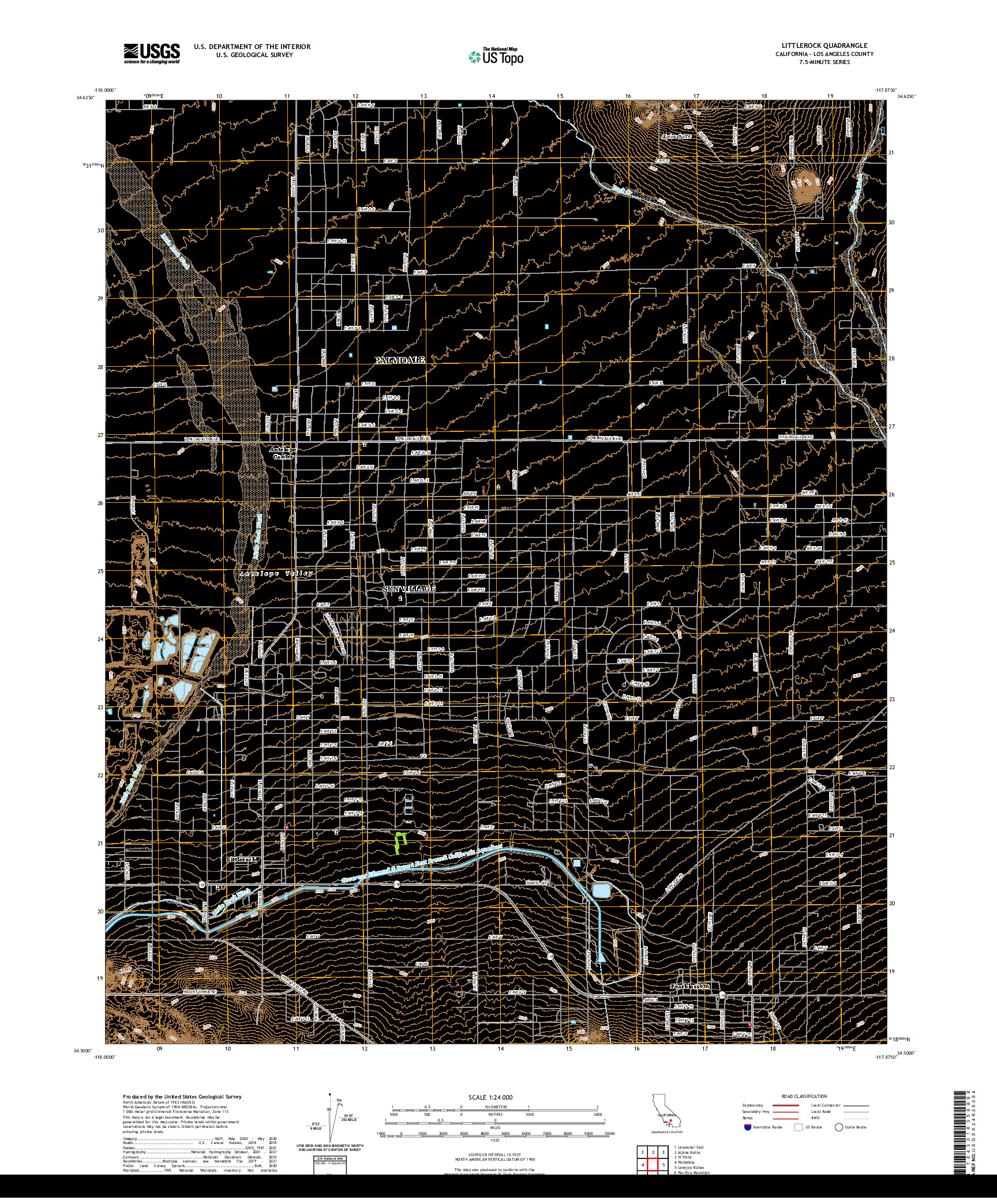 US TOPO 7.5-MINUTE MAP FOR LITTLEROCK, CA