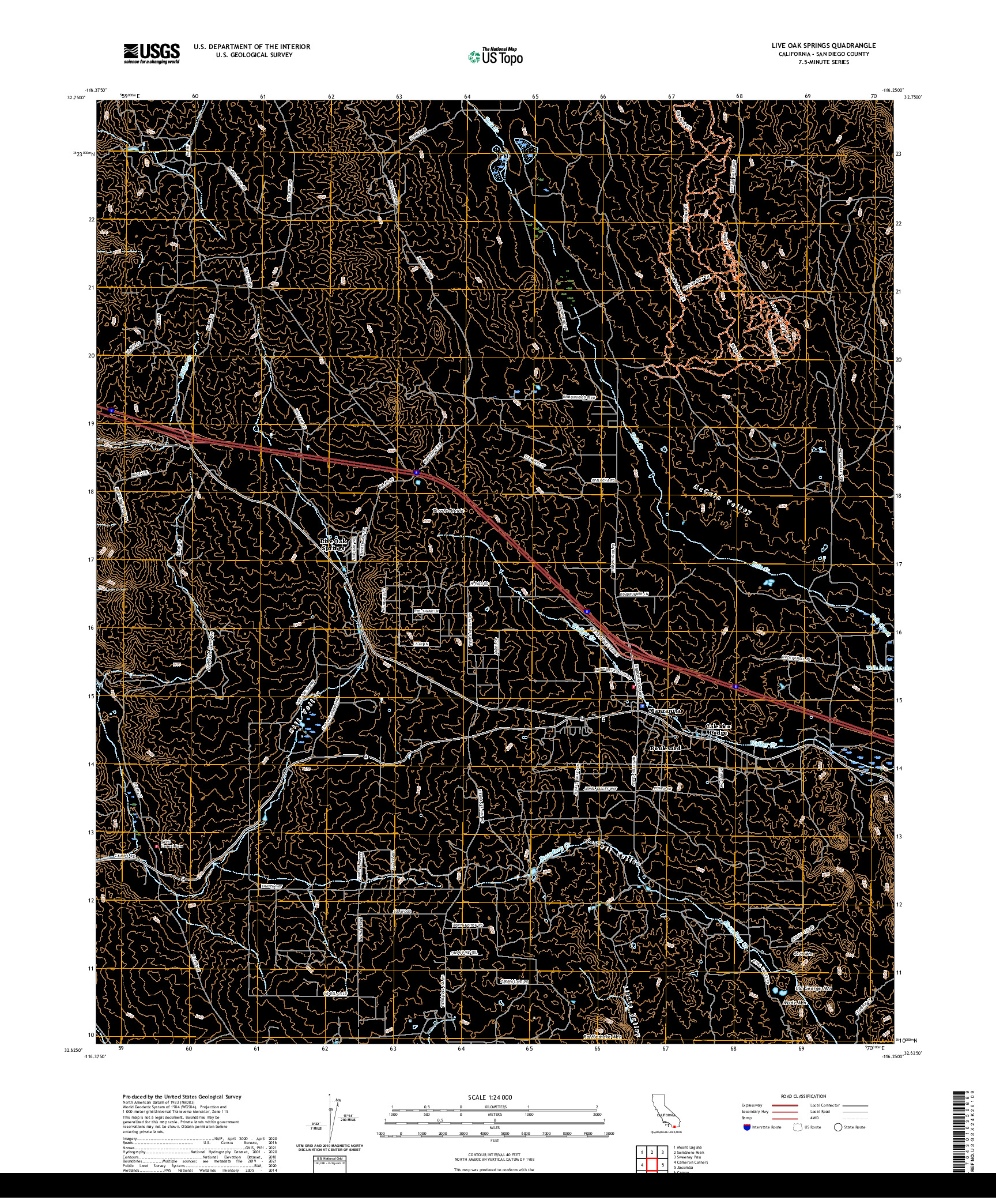 US TOPO 7.5-MINUTE MAP FOR LIVE OAK SPRINGS, CA