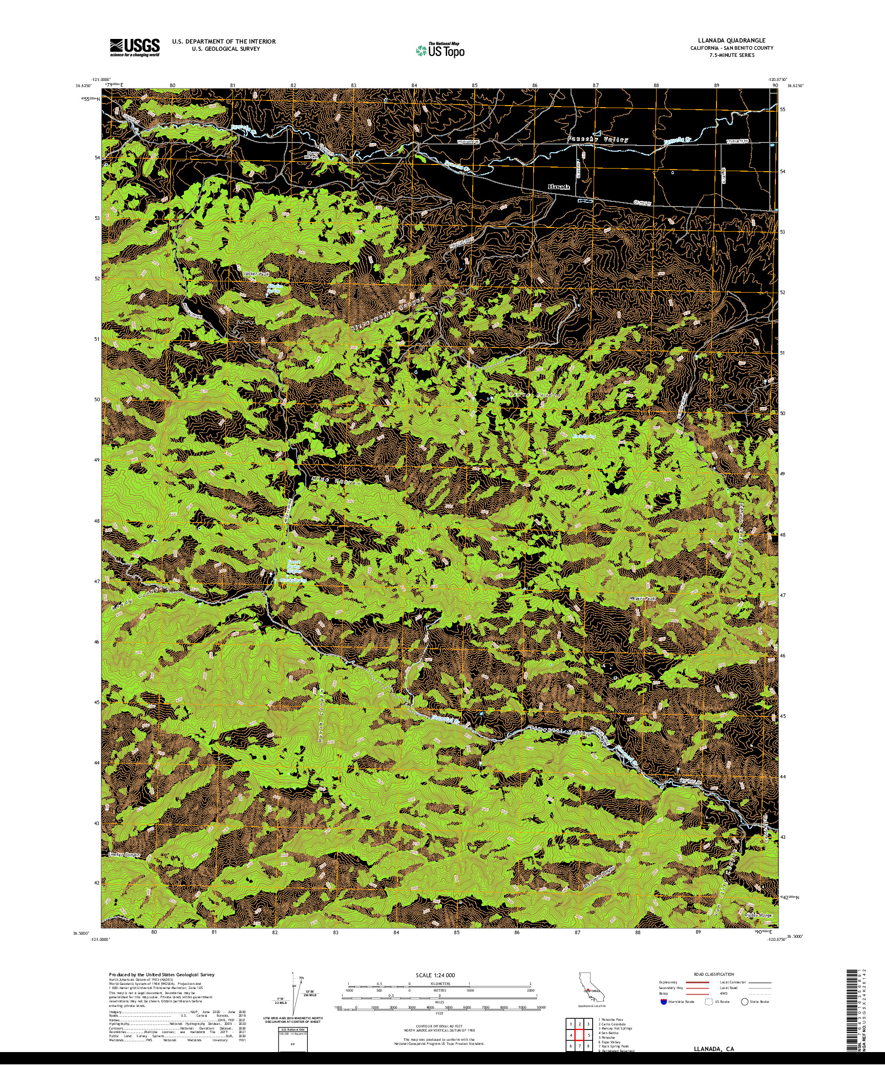 US TOPO 7.5-MINUTE MAP FOR LLANADA, CA