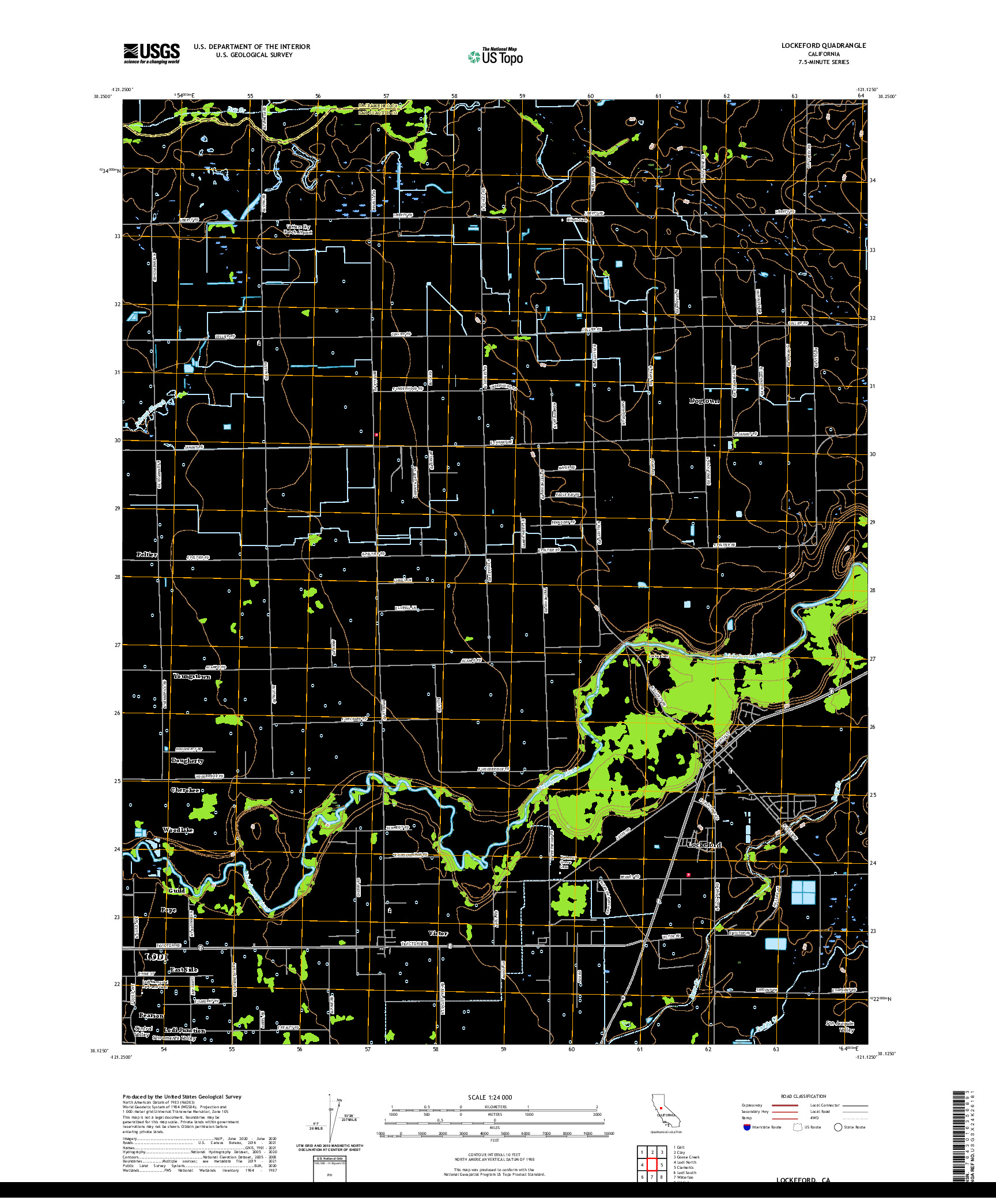 US TOPO 7.5-MINUTE MAP FOR LOCKEFORD, CA