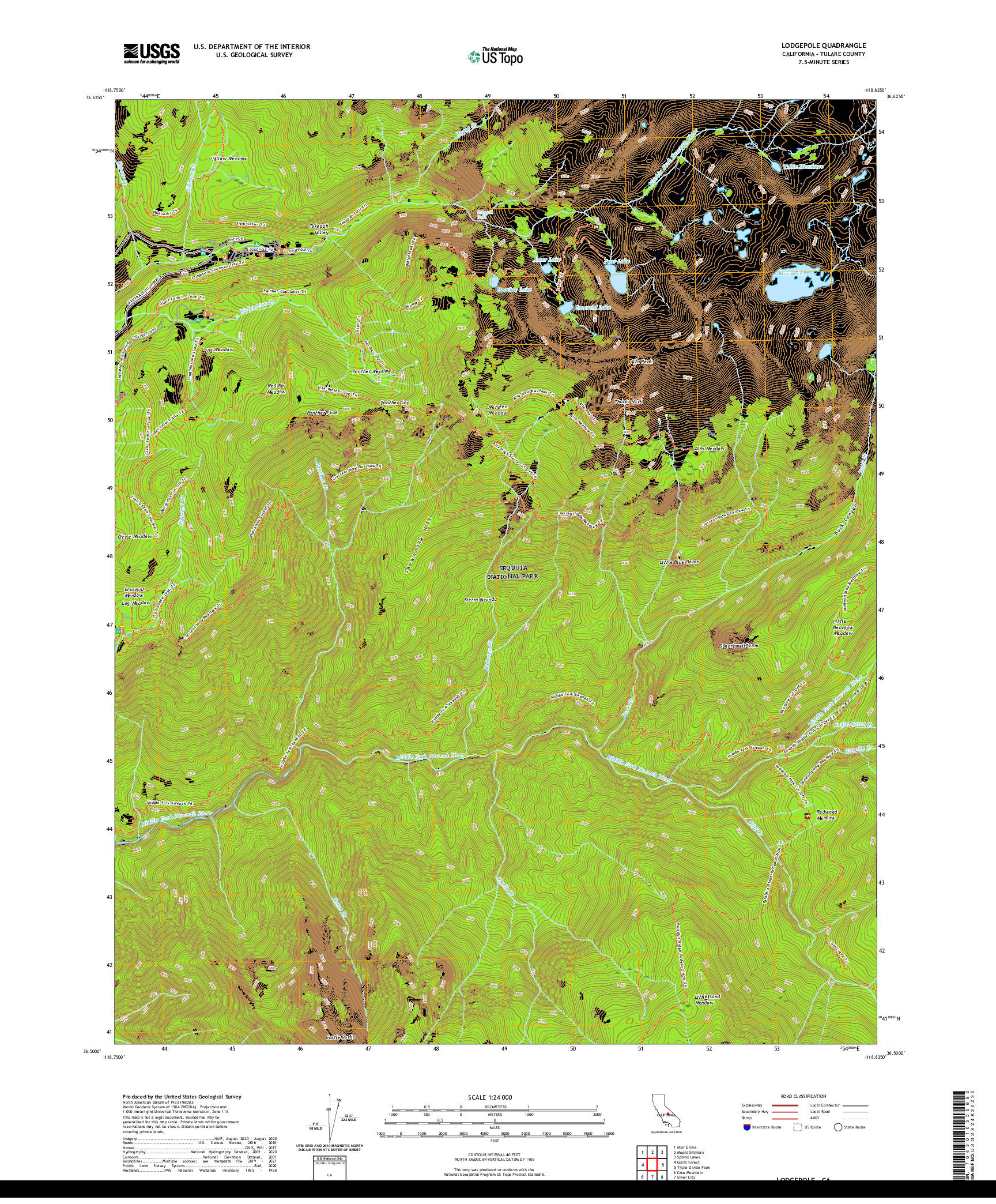 US TOPO 7.5-MINUTE MAP FOR LODGEPOLE, CA