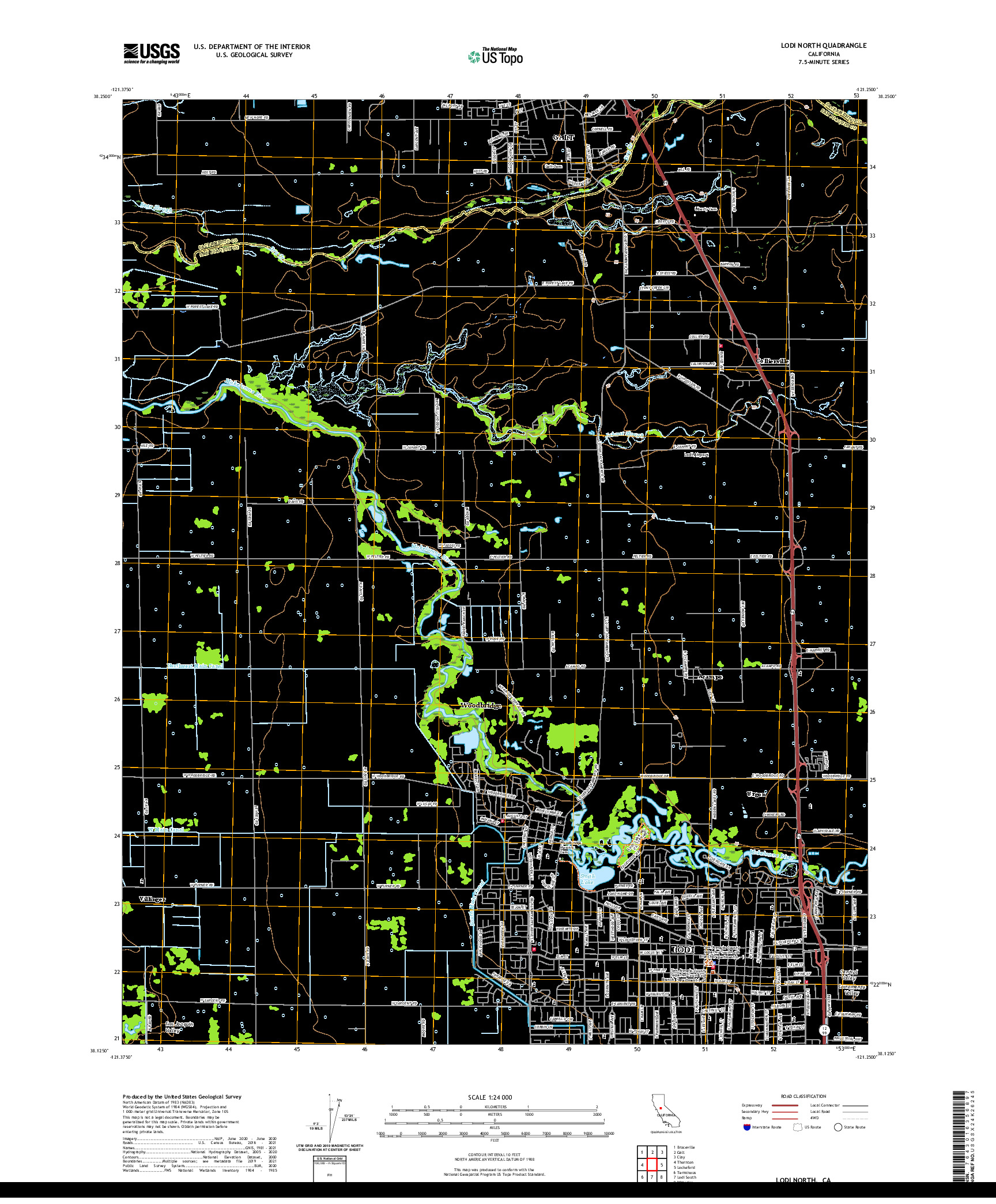 US TOPO 7.5-MINUTE MAP FOR LODI NORTH, CA