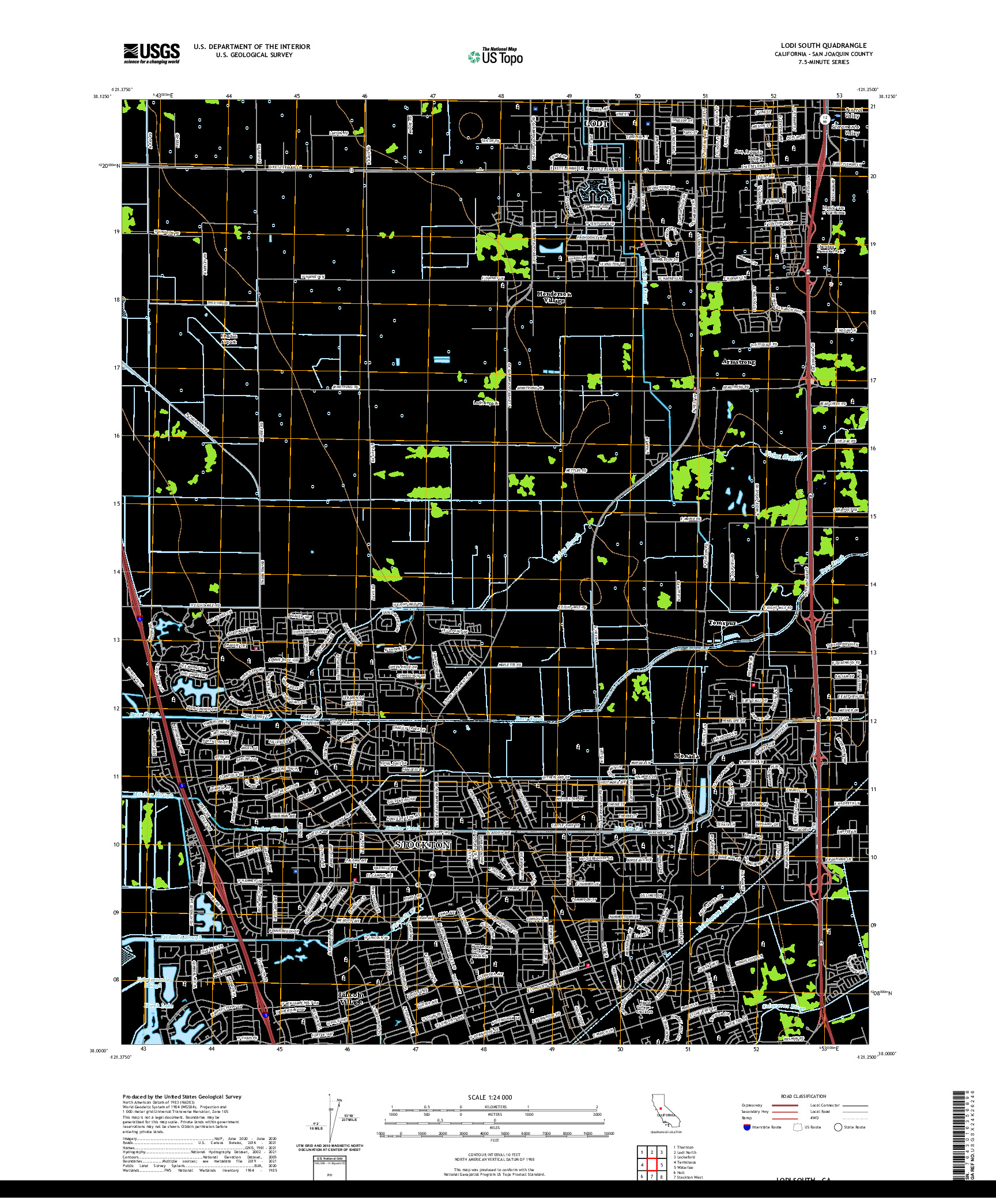 US TOPO 7.5-MINUTE MAP FOR LODI SOUTH, CA