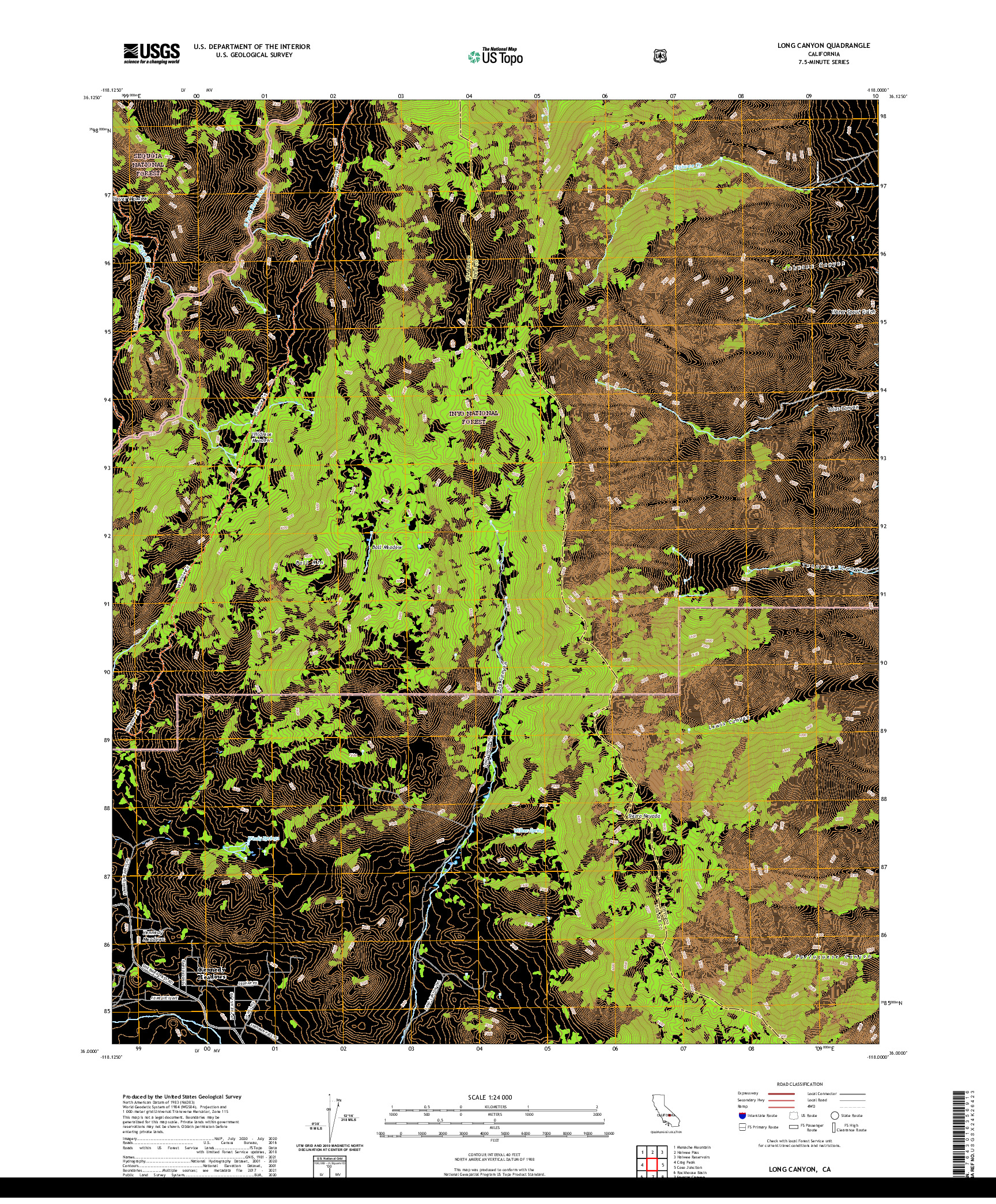 US TOPO 7.5-MINUTE MAP FOR LONG CANYON, CA