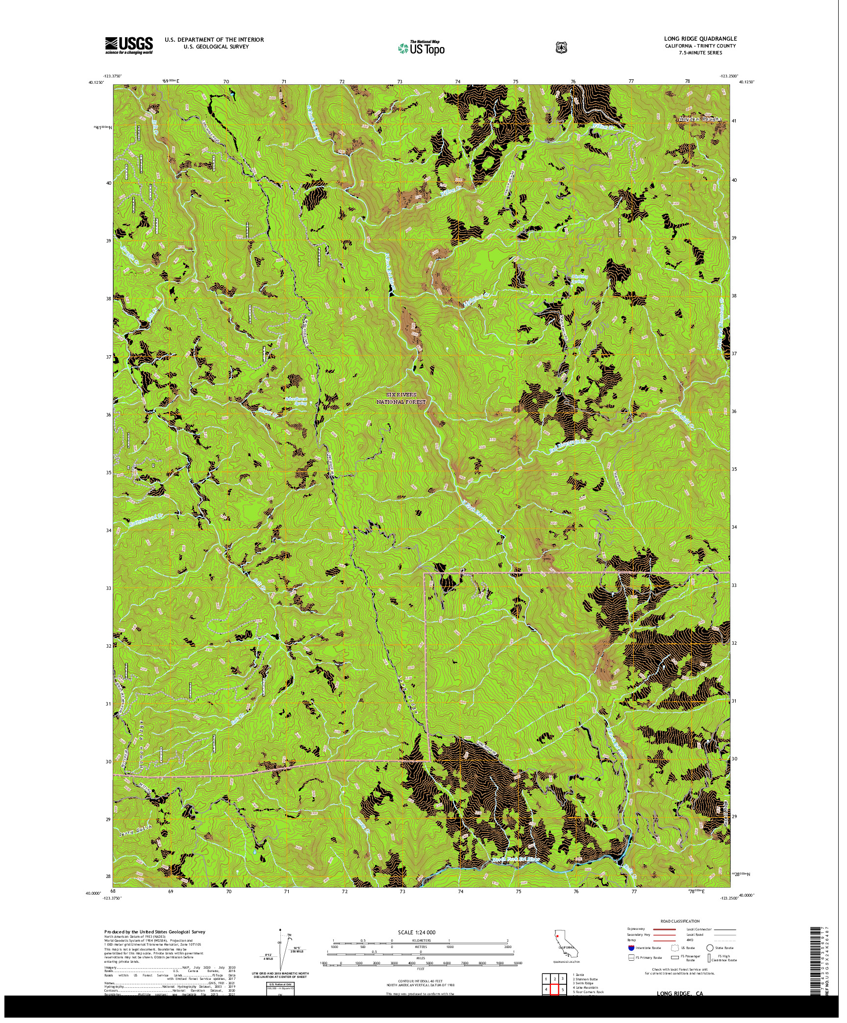 US TOPO 7.5-MINUTE MAP FOR LONG RIDGE, CA