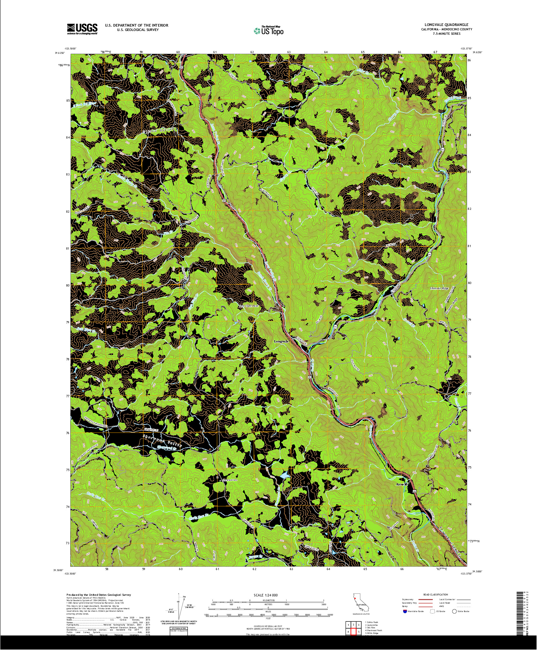 US TOPO 7.5-MINUTE MAP FOR LONGVALE, CA