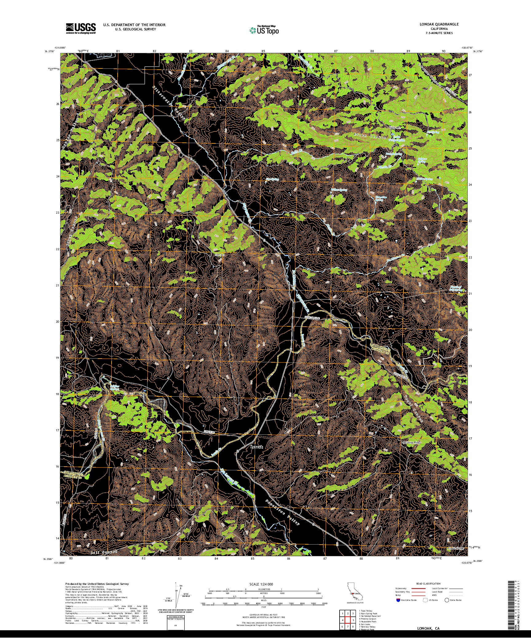 US TOPO 7.5-MINUTE MAP FOR LONOAK, CA