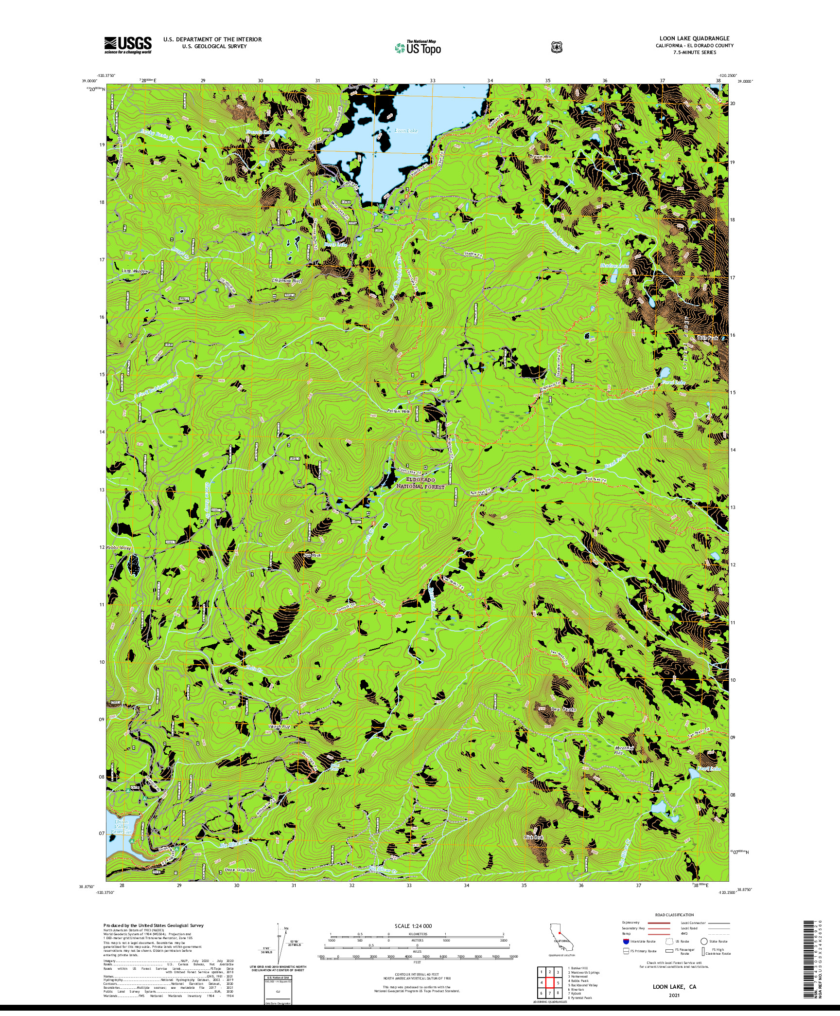 US TOPO 7.5-MINUTE MAP FOR LOON LAKE, CA