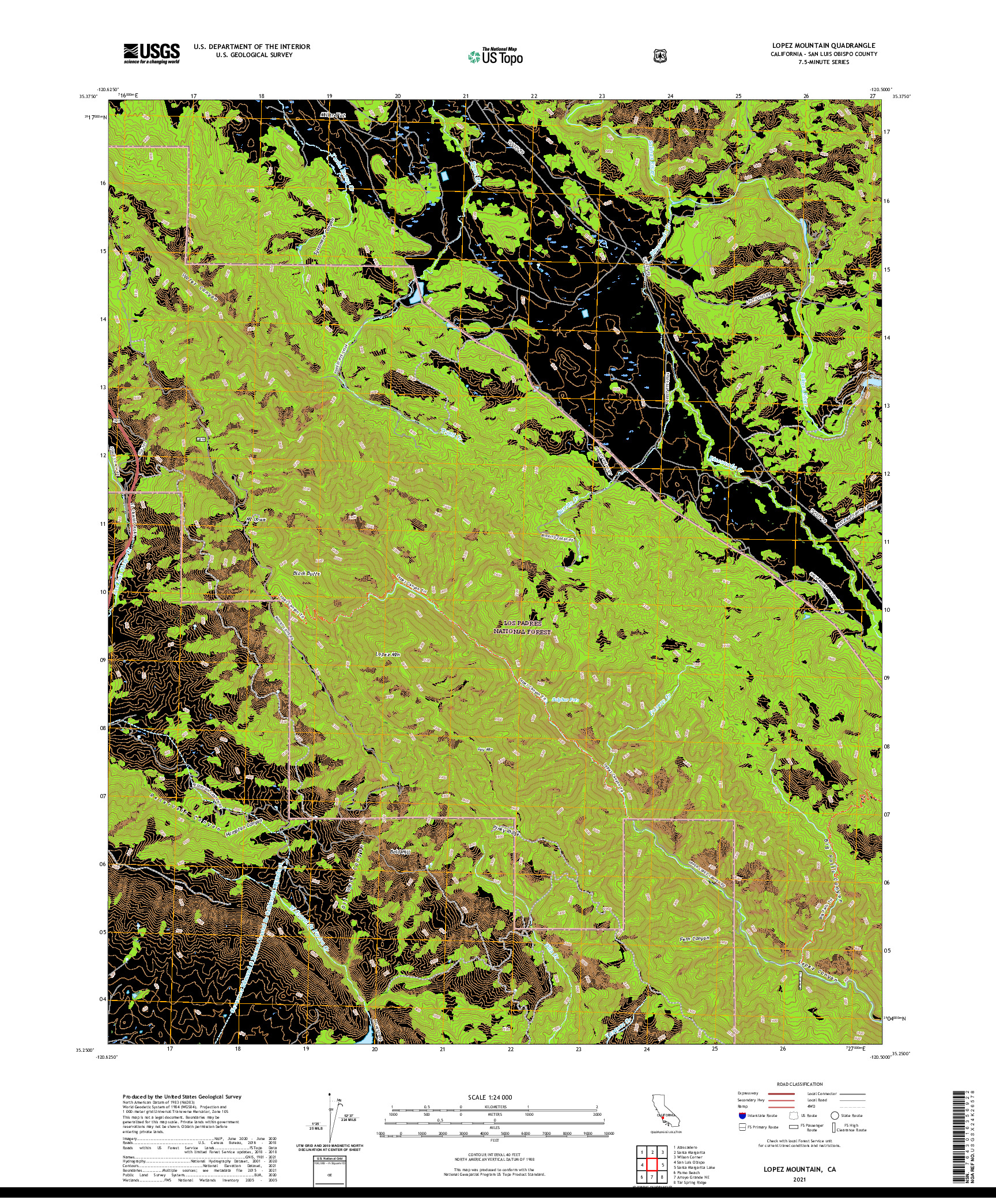 US TOPO 7.5-MINUTE MAP FOR LOPEZ MOUNTAIN, CA