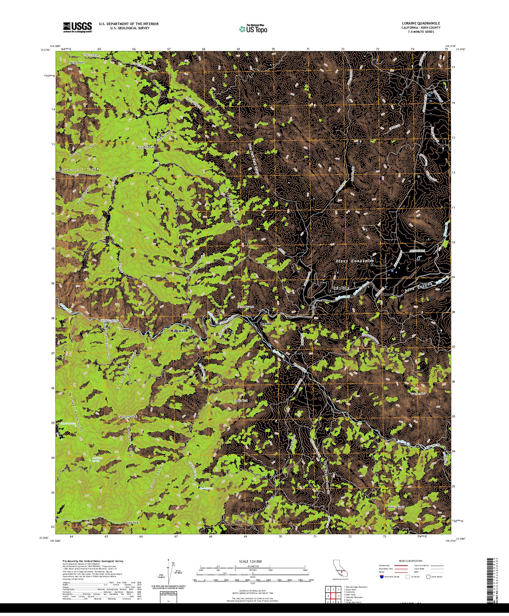 US TOPO 7.5-MINUTE MAP FOR LORAINE, CA