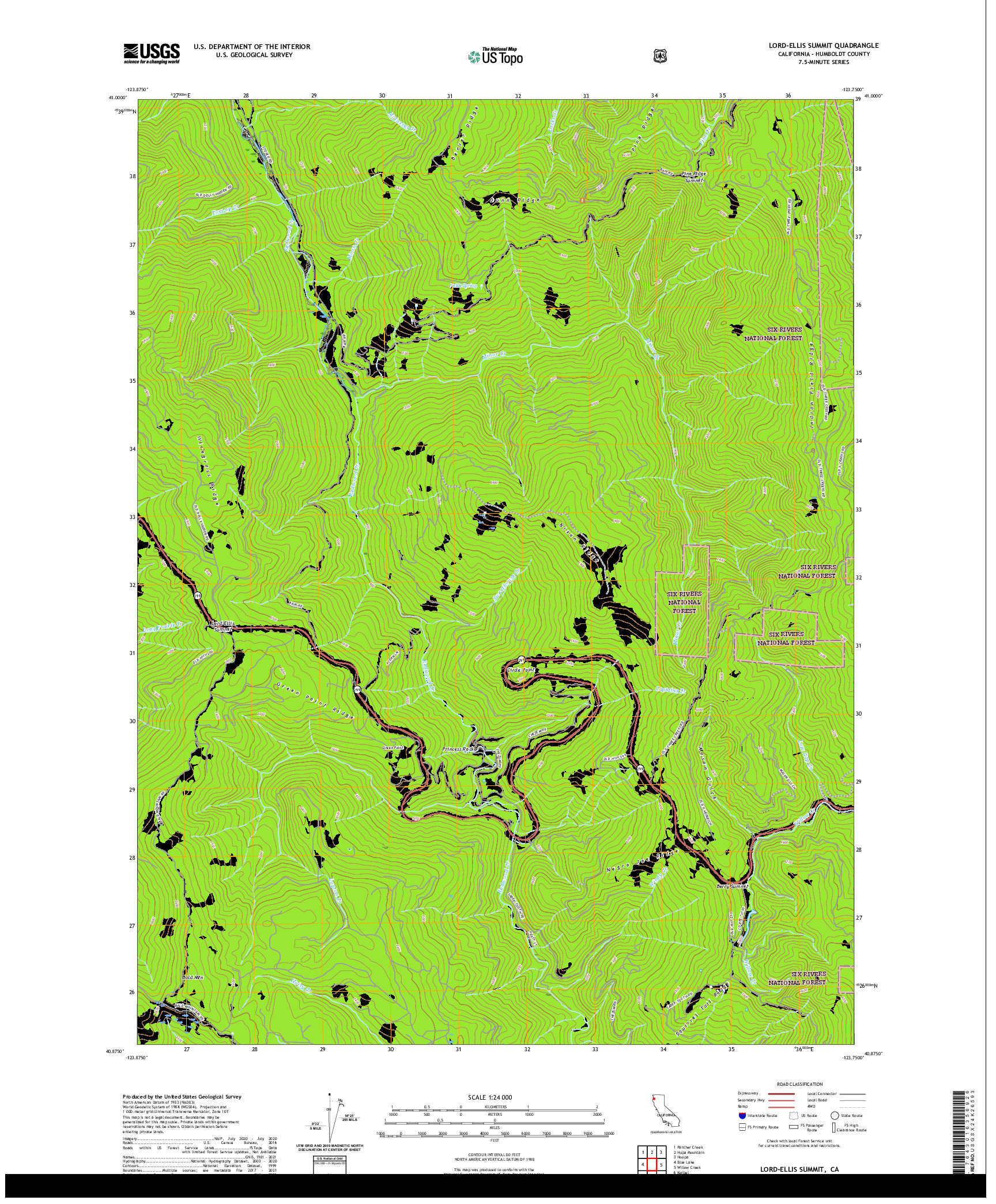 US TOPO 7.5-MINUTE MAP FOR LORD-ELLIS SUMMIT, CA