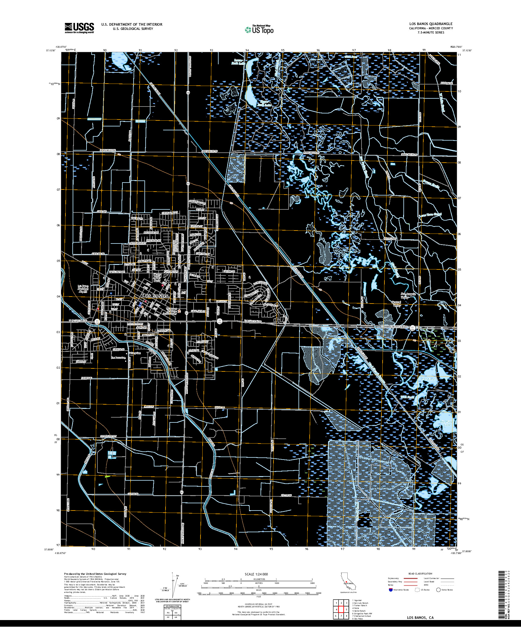 US TOPO 7.5-MINUTE MAP FOR LOS BANOS, CA