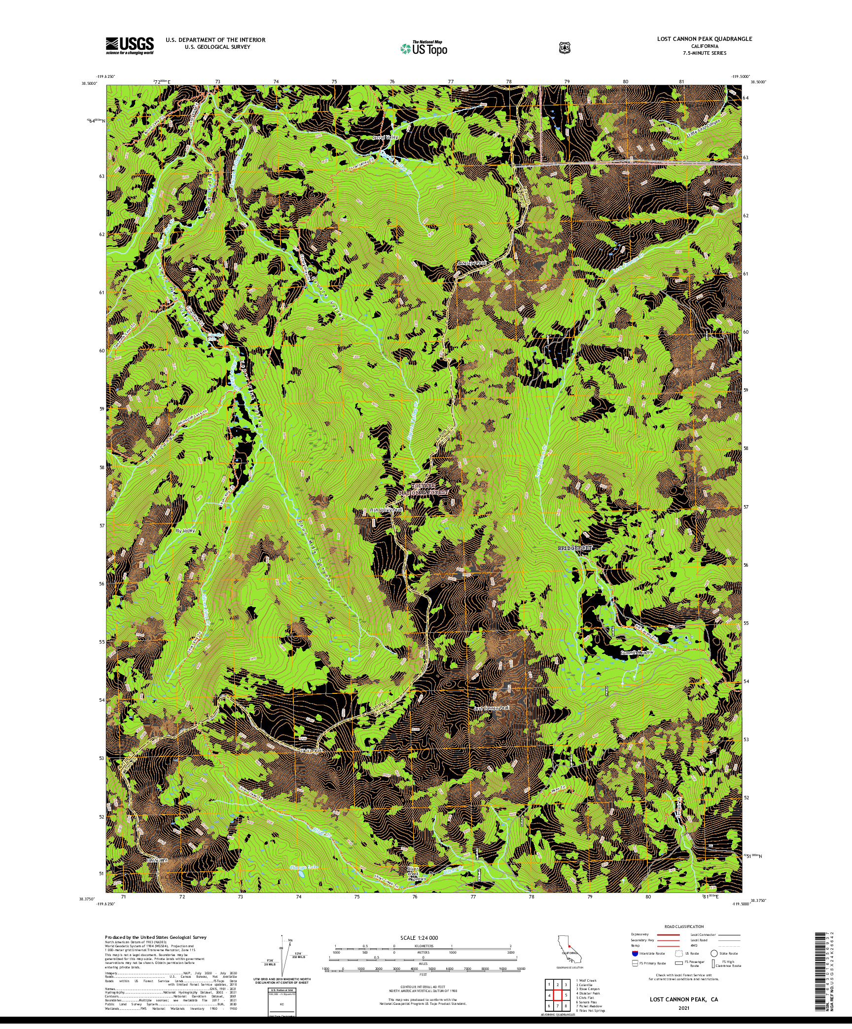 US TOPO 7.5-MINUTE MAP FOR LOST CANNON PEAK, CA