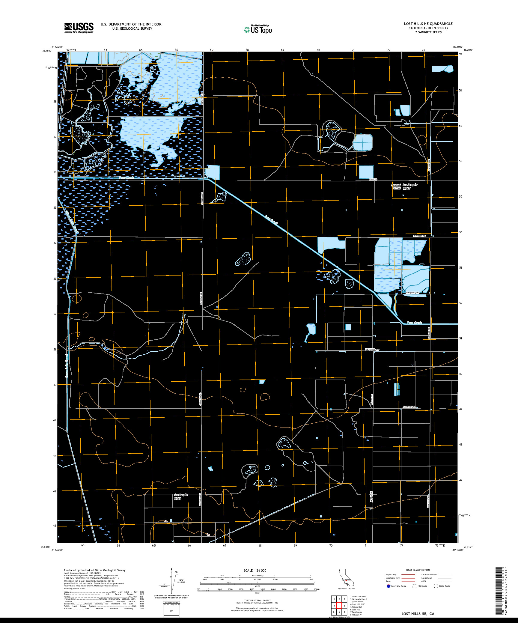 US TOPO 7.5-MINUTE MAP FOR LOST HILLS NE, CA