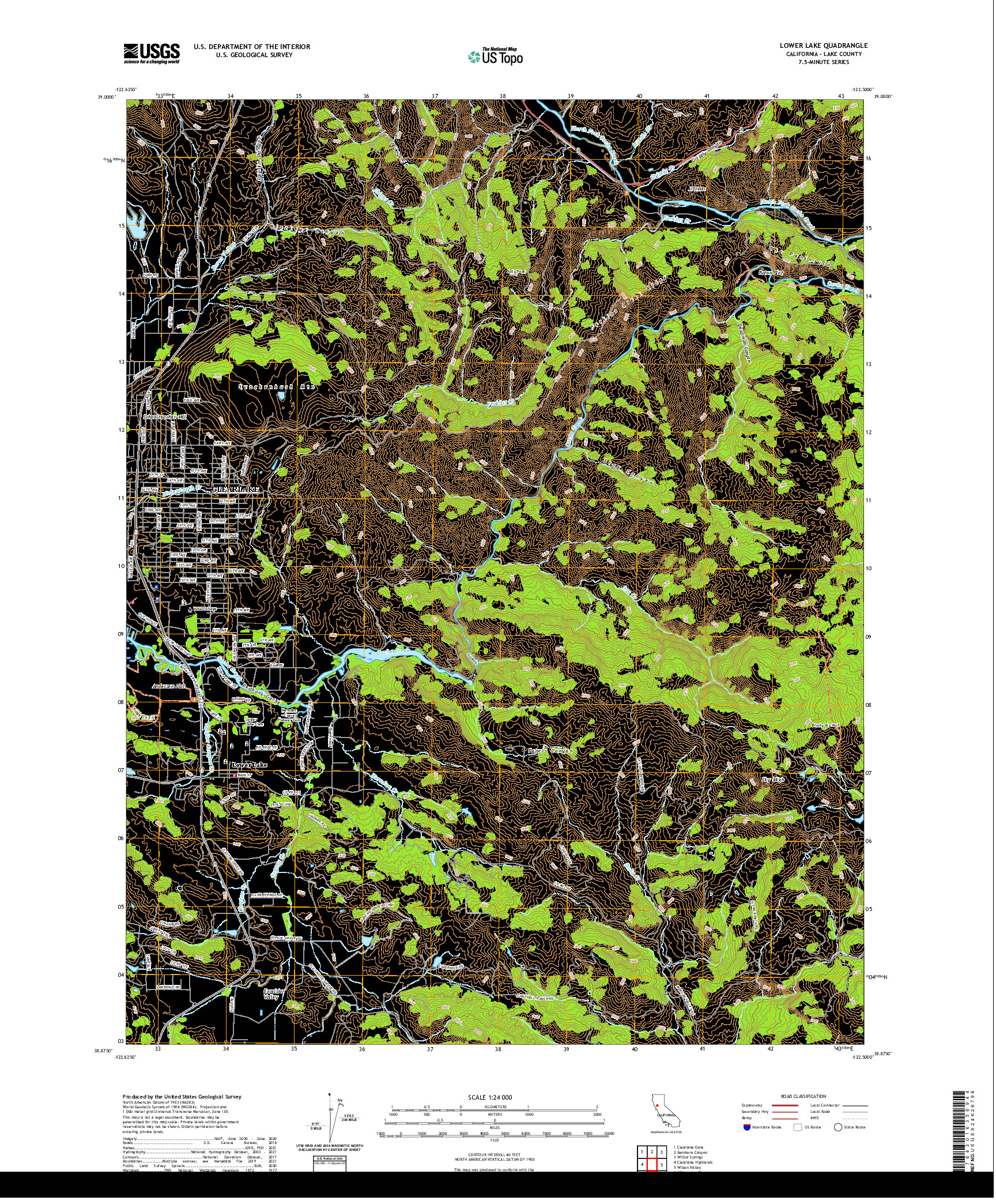 US TOPO 7.5-MINUTE MAP FOR LOWER LAKE, CA