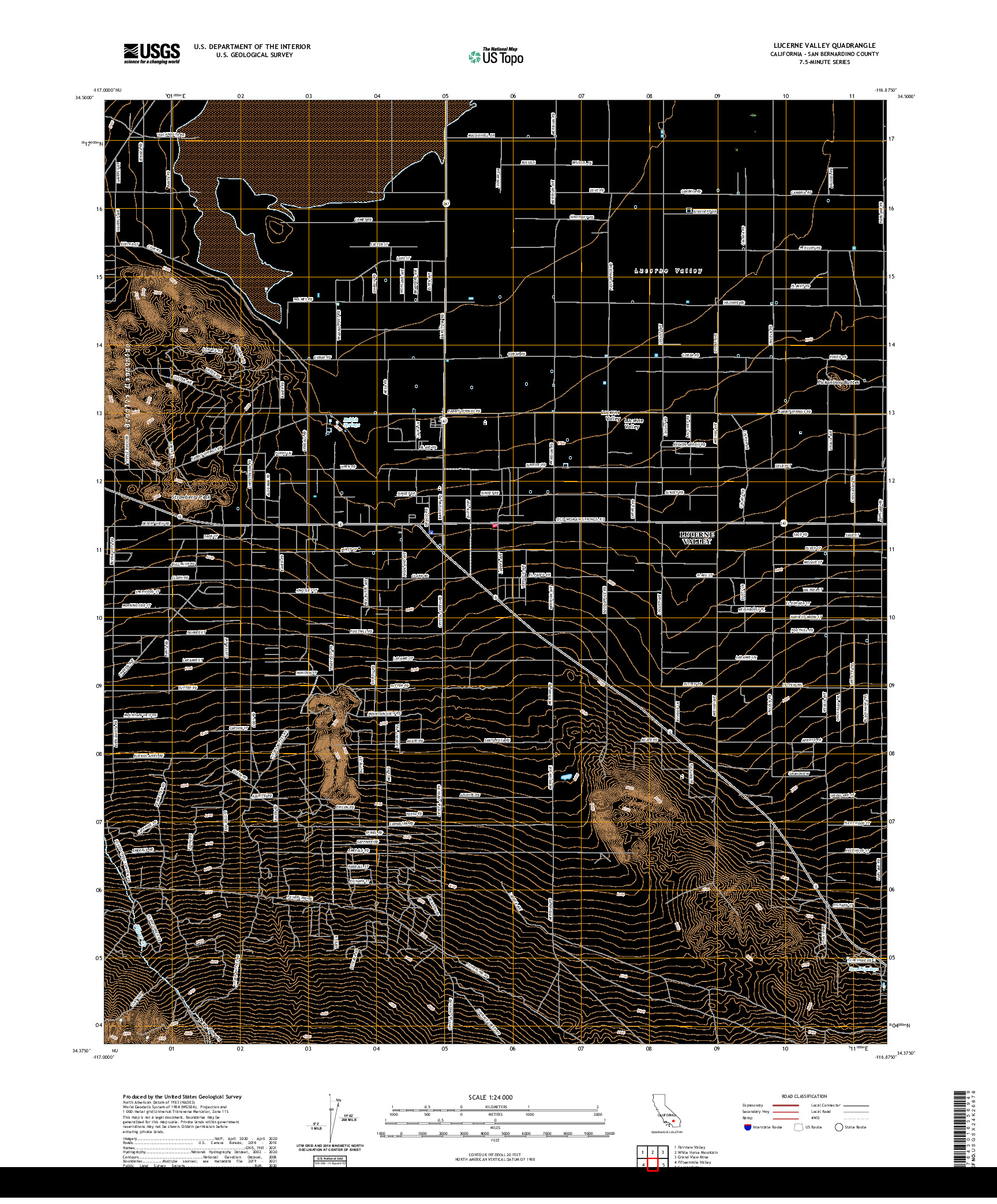 US TOPO 7.5-MINUTE MAP FOR LUCERNE VALLEY, CA