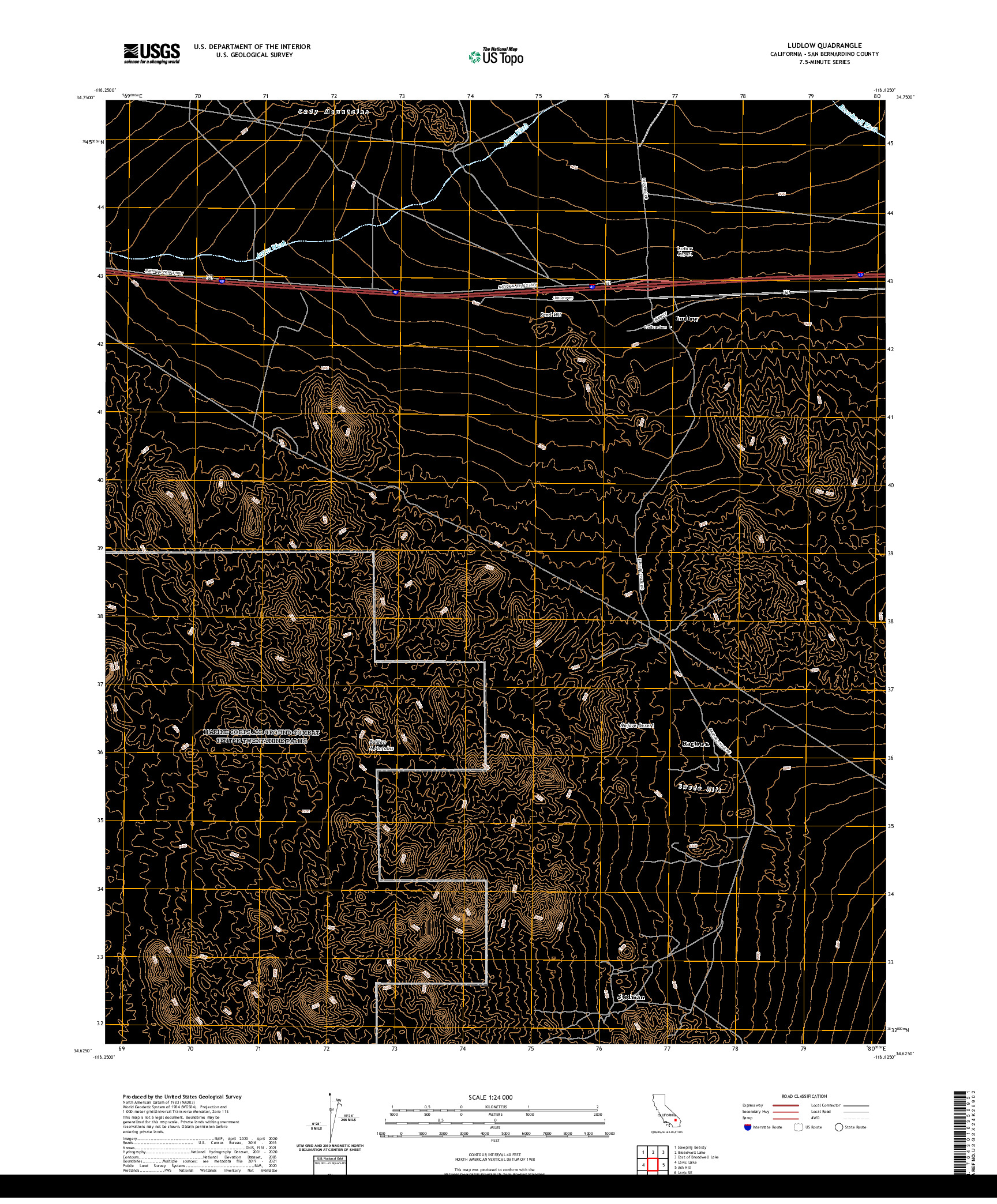 US TOPO 7.5-MINUTE MAP FOR LUDLOW, CA