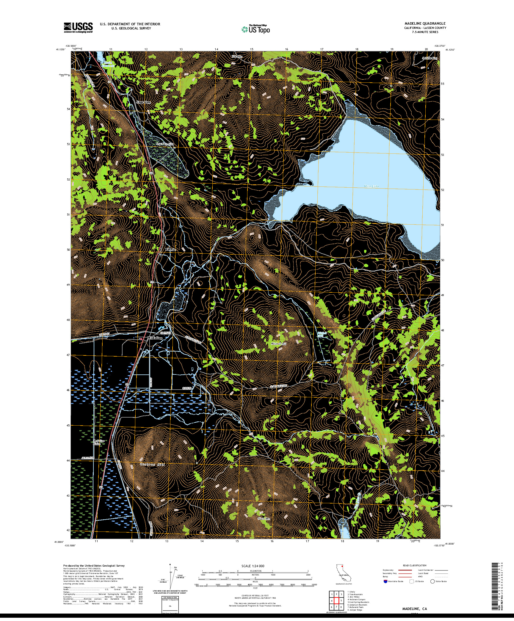 US TOPO 7.5-MINUTE MAP FOR MADELINE, CA