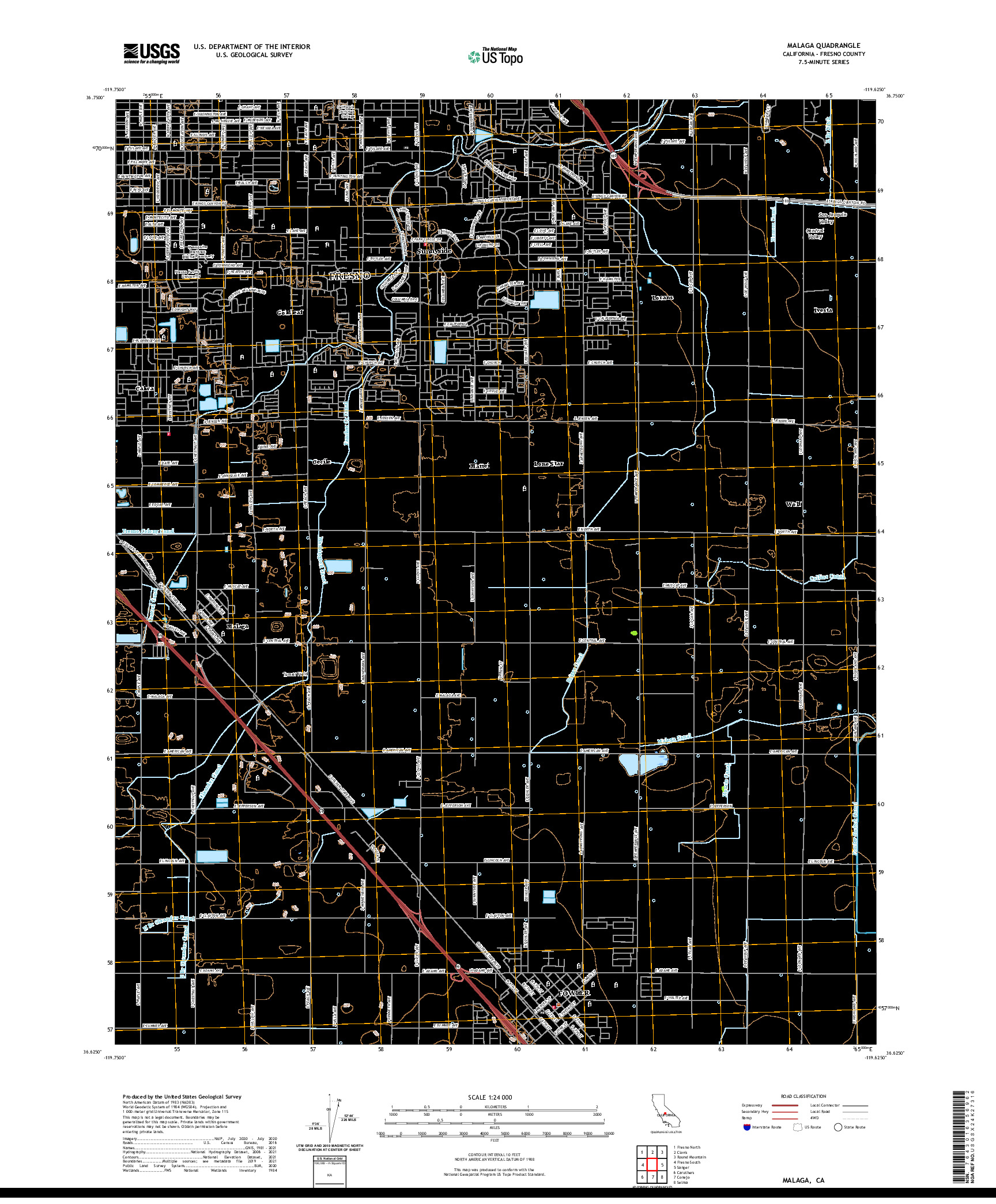 US TOPO 7.5-MINUTE MAP FOR MALAGA, CA