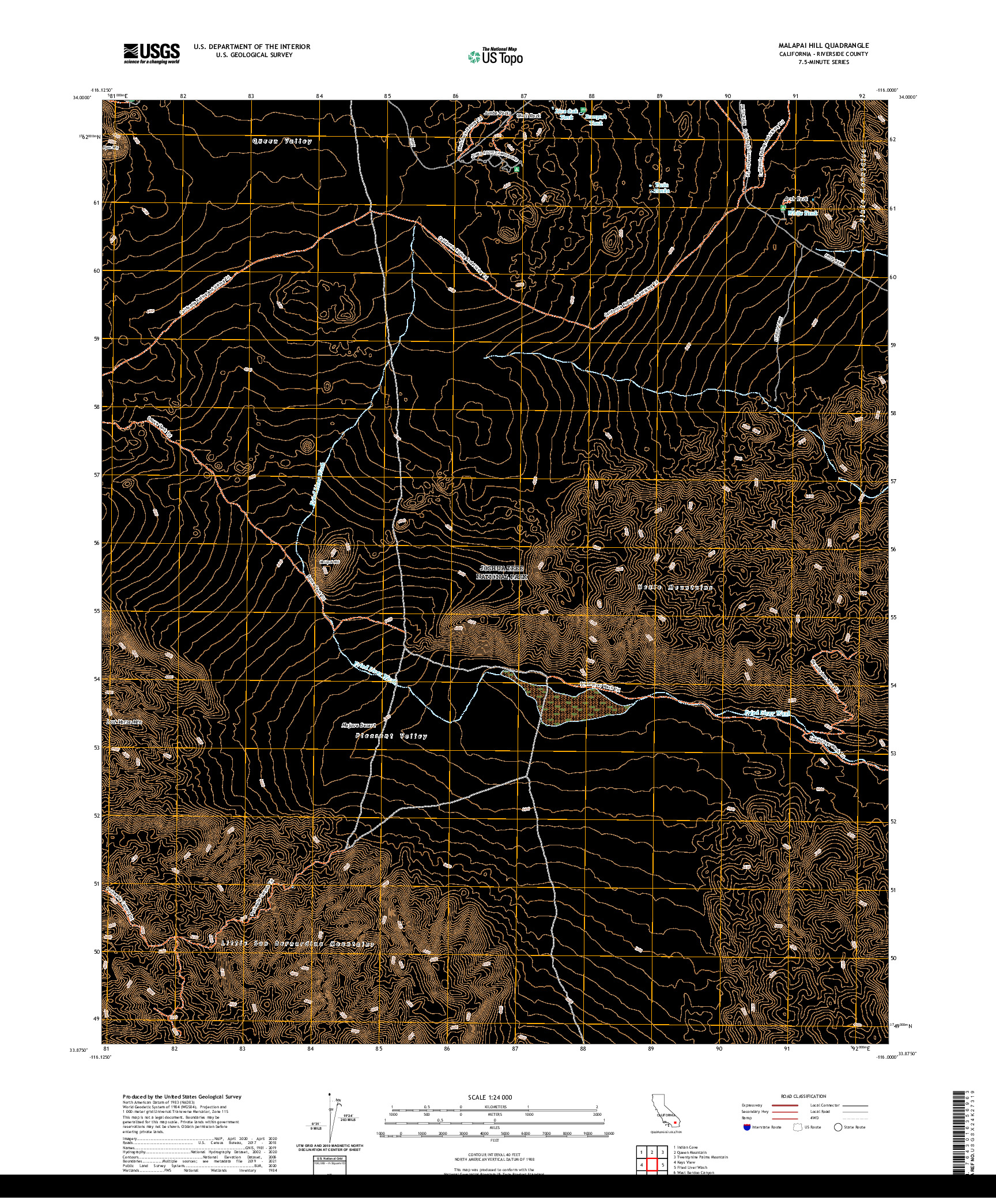 US TOPO 7.5-MINUTE MAP FOR MALAPAI HILL, CA