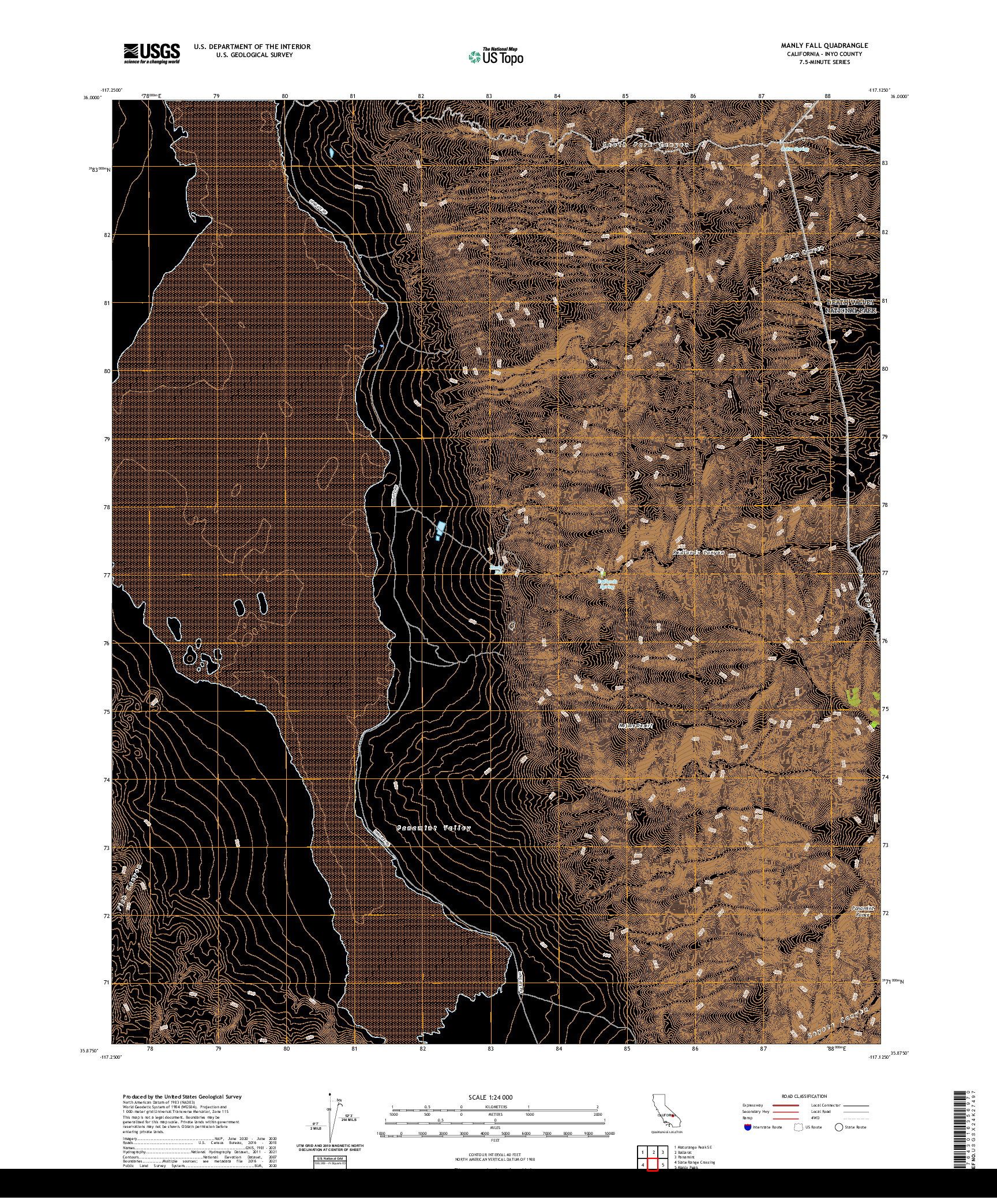 US TOPO 7.5-MINUTE MAP FOR MANLY FALL, CA