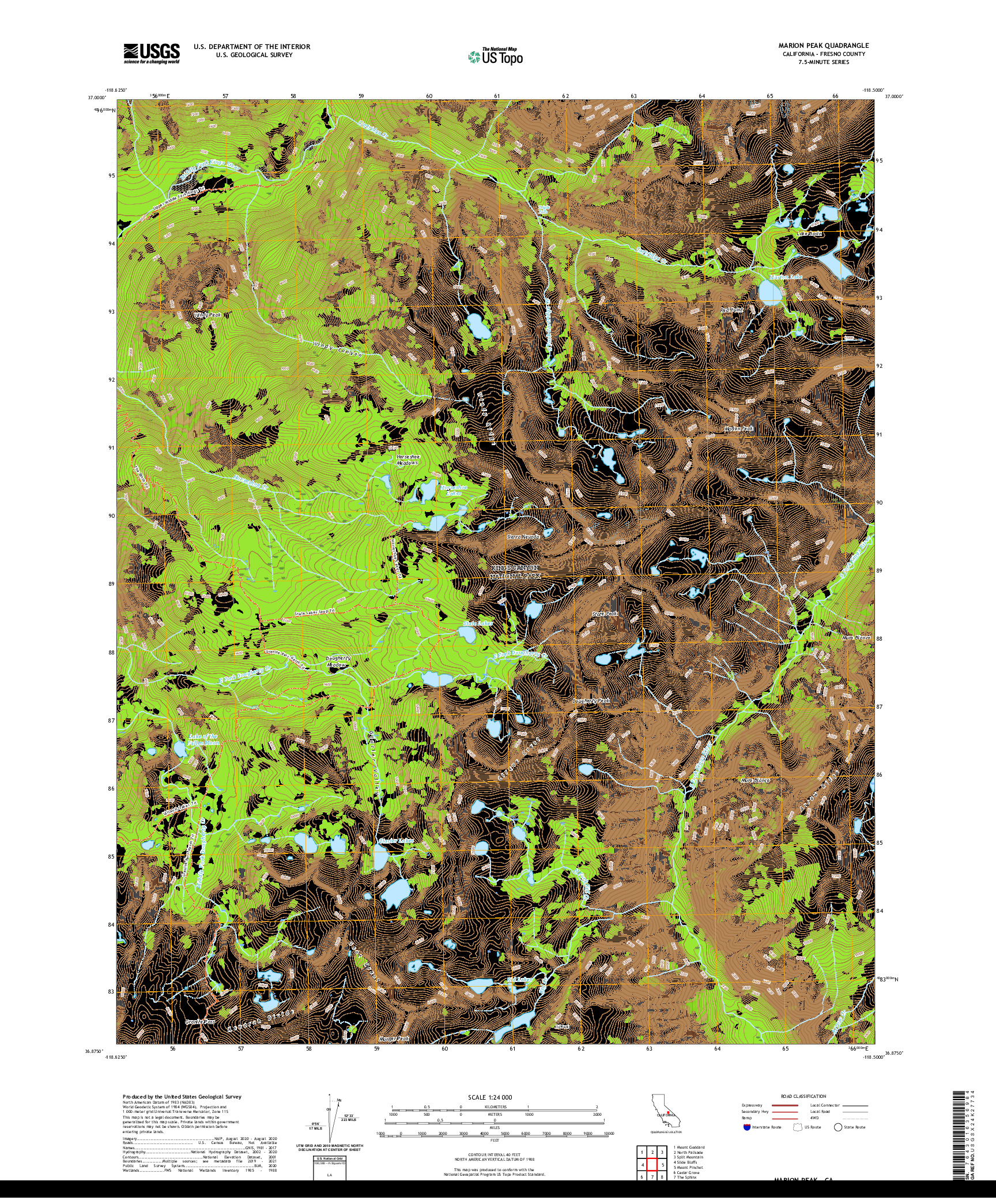 US TOPO 7.5-MINUTE MAP FOR MARION PEAK, CA