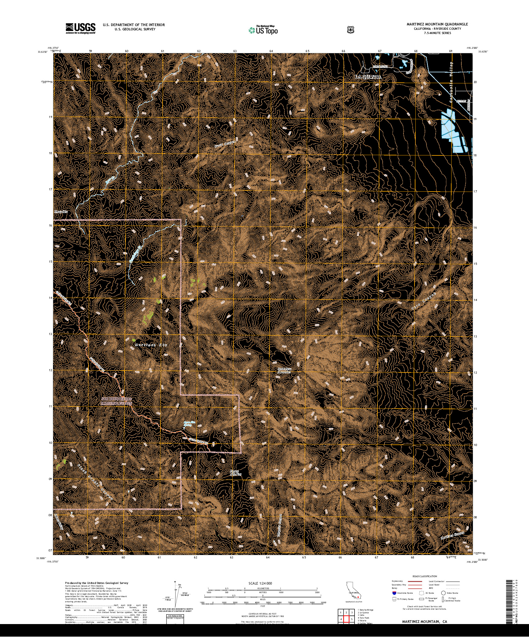 US TOPO 7.5-MINUTE MAP FOR MARTINEZ MOUNTAIN, CA