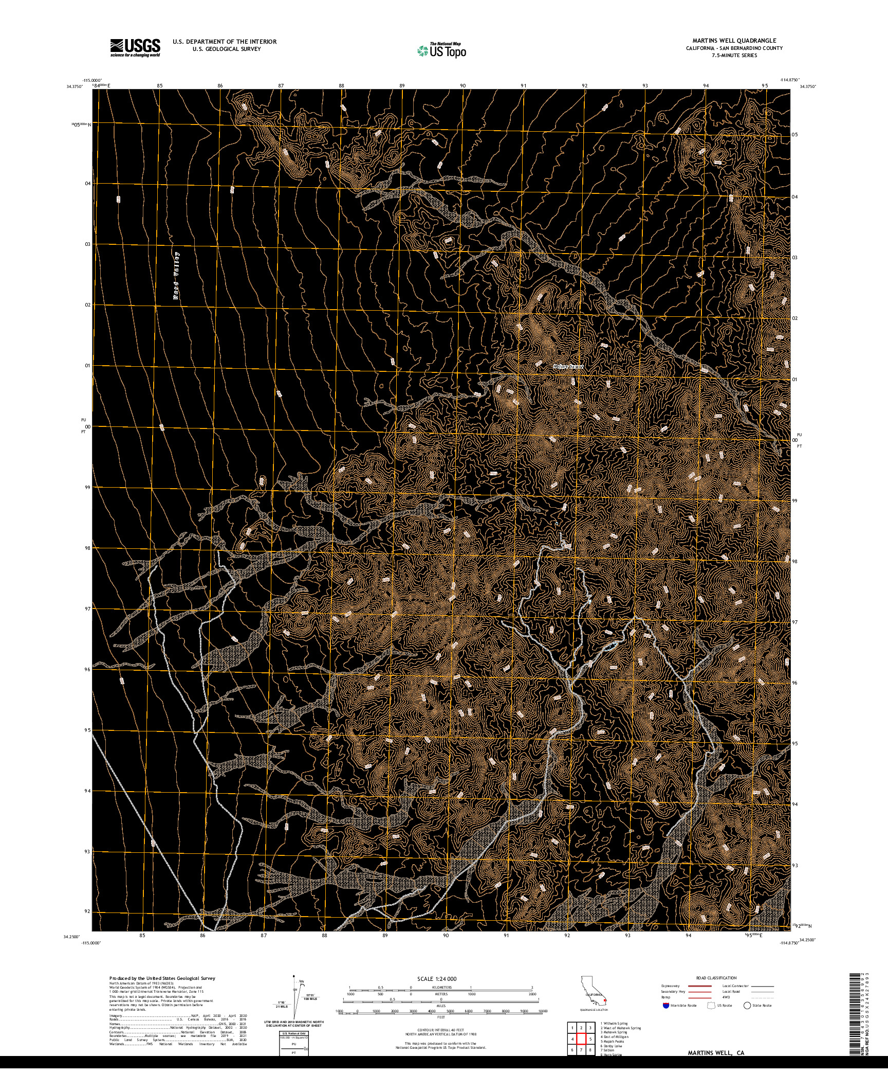 US TOPO 7.5-MINUTE MAP FOR MARTINS WELL, CA