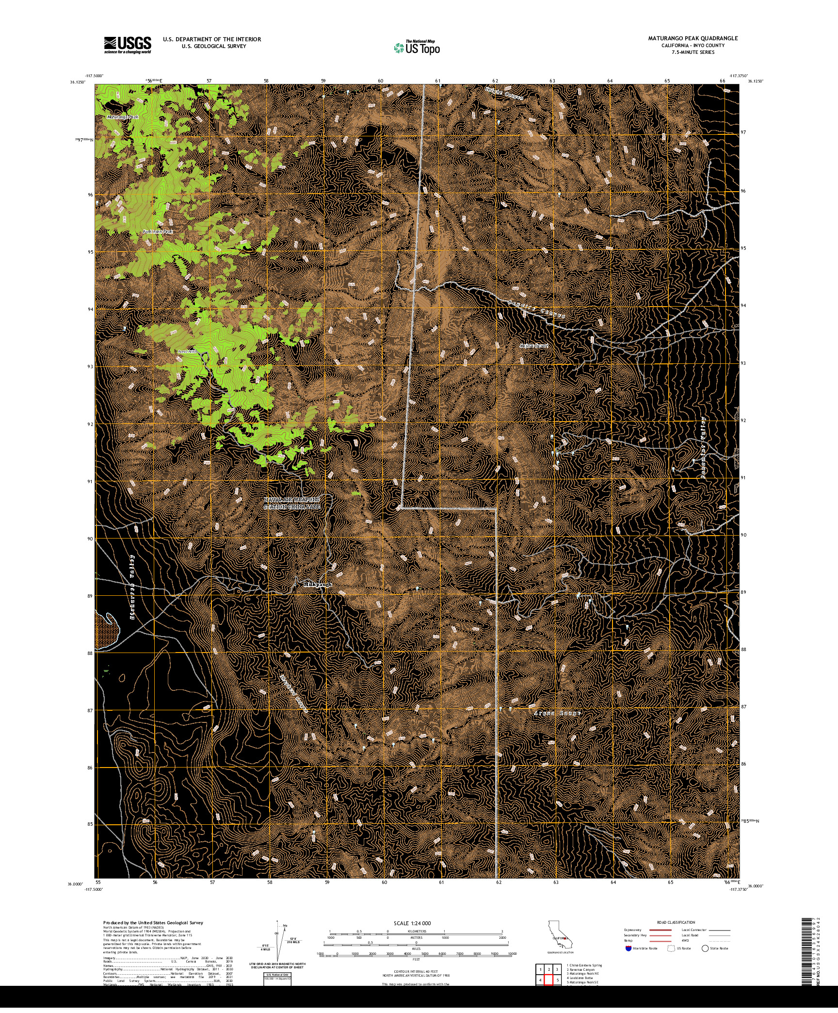 US TOPO 7.5-MINUTE MAP FOR MATURANGO PEAK, CA