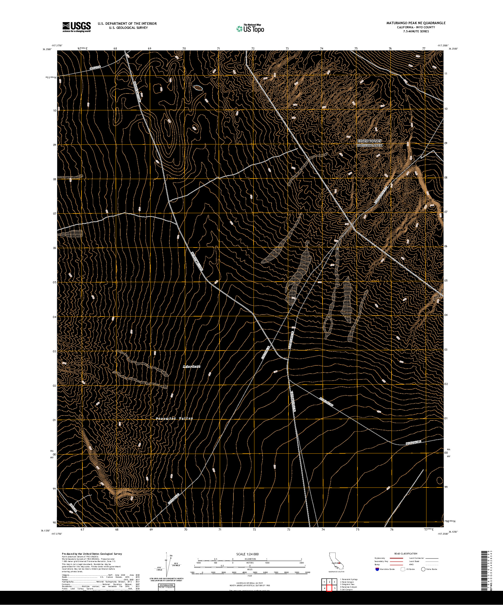 US TOPO 7.5-MINUTE MAP FOR MATURANGO PEAK NE, CA