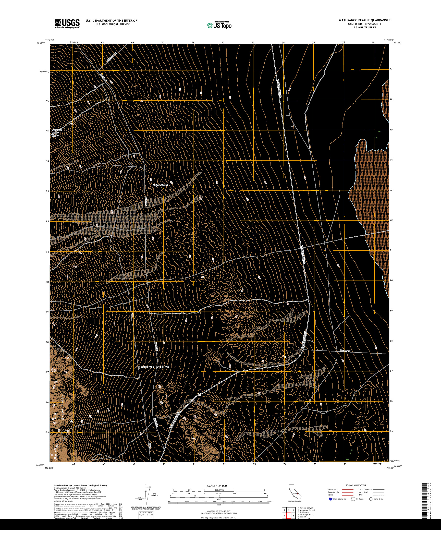 US TOPO 7.5-MINUTE MAP FOR MATURANGO PEAK SE, CA