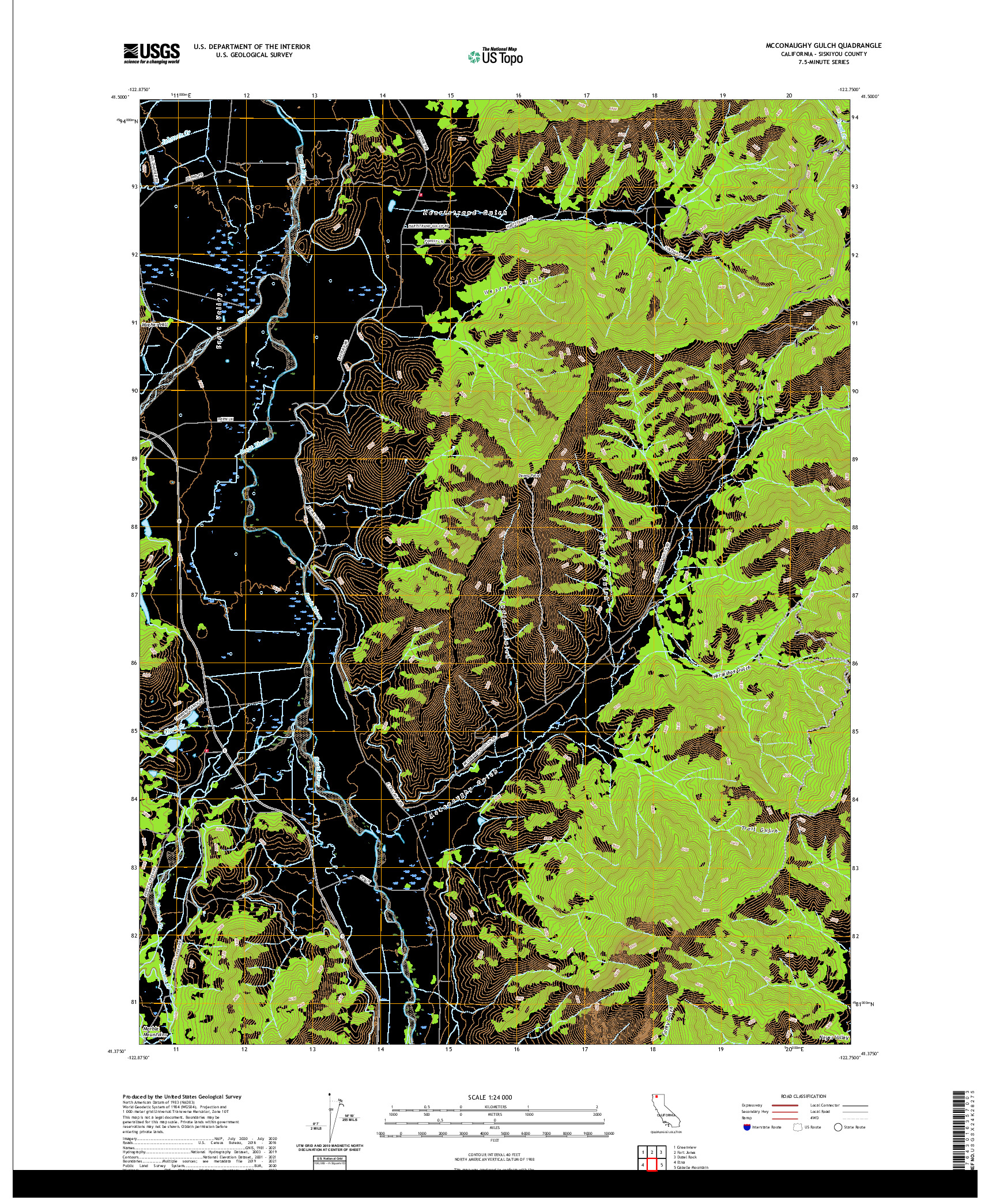 US TOPO 7.5-MINUTE MAP FOR MCCONAUGHY GULCH, CA