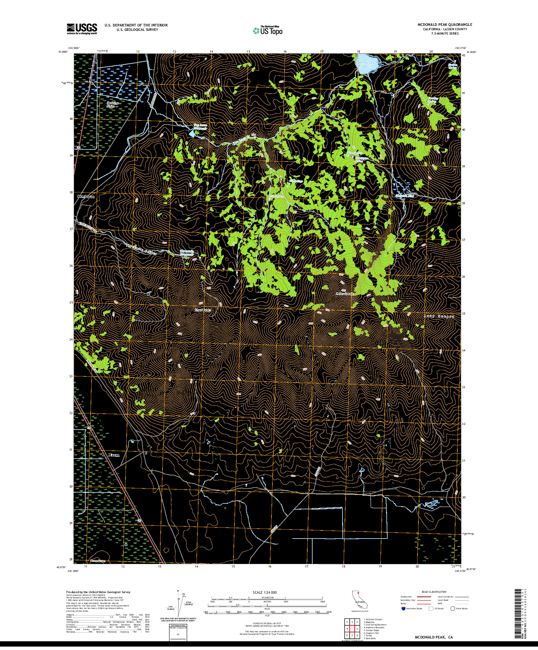 US TOPO 7.5-MINUTE MAP FOR MCDONALD PEAK, CA